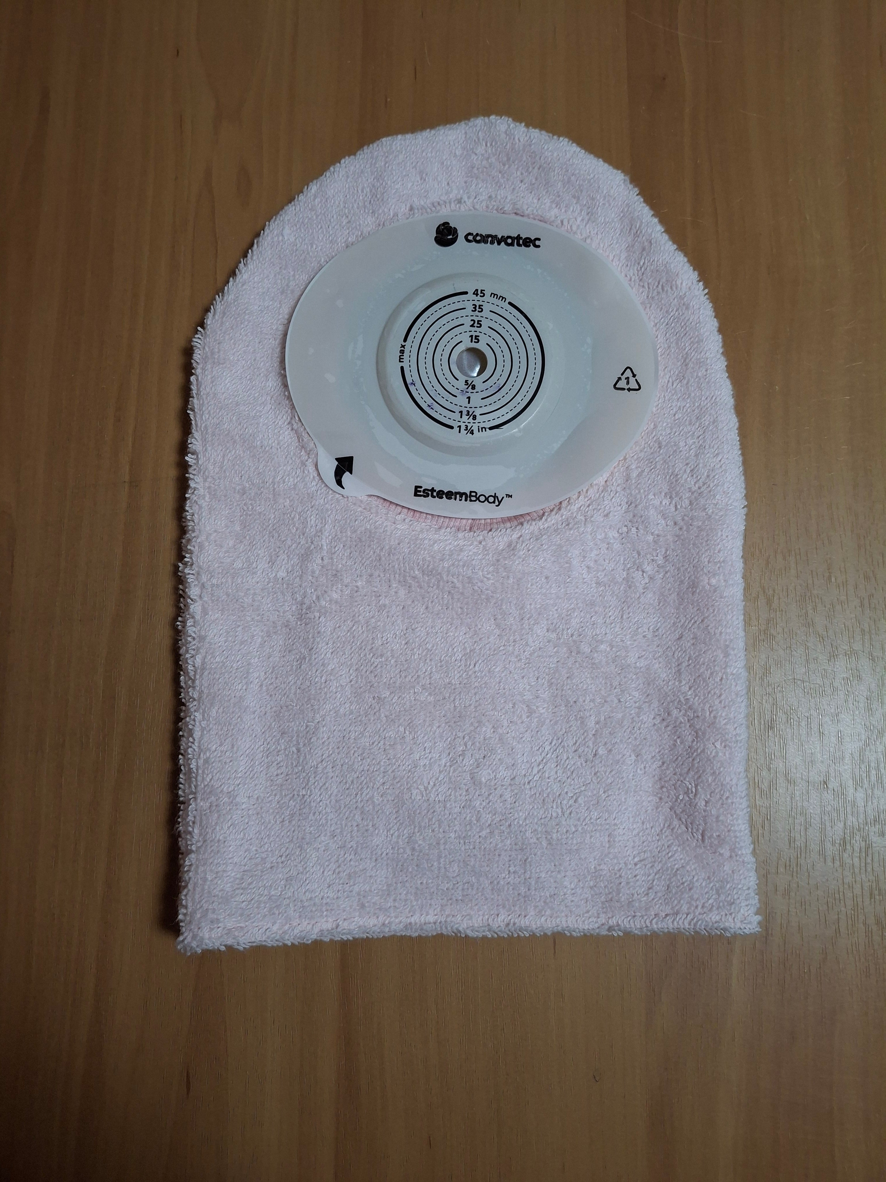 STOMA BAG COVER LARGE PINK TOWELING  Suitable for Ileostomy, Colostomy, Urostomy