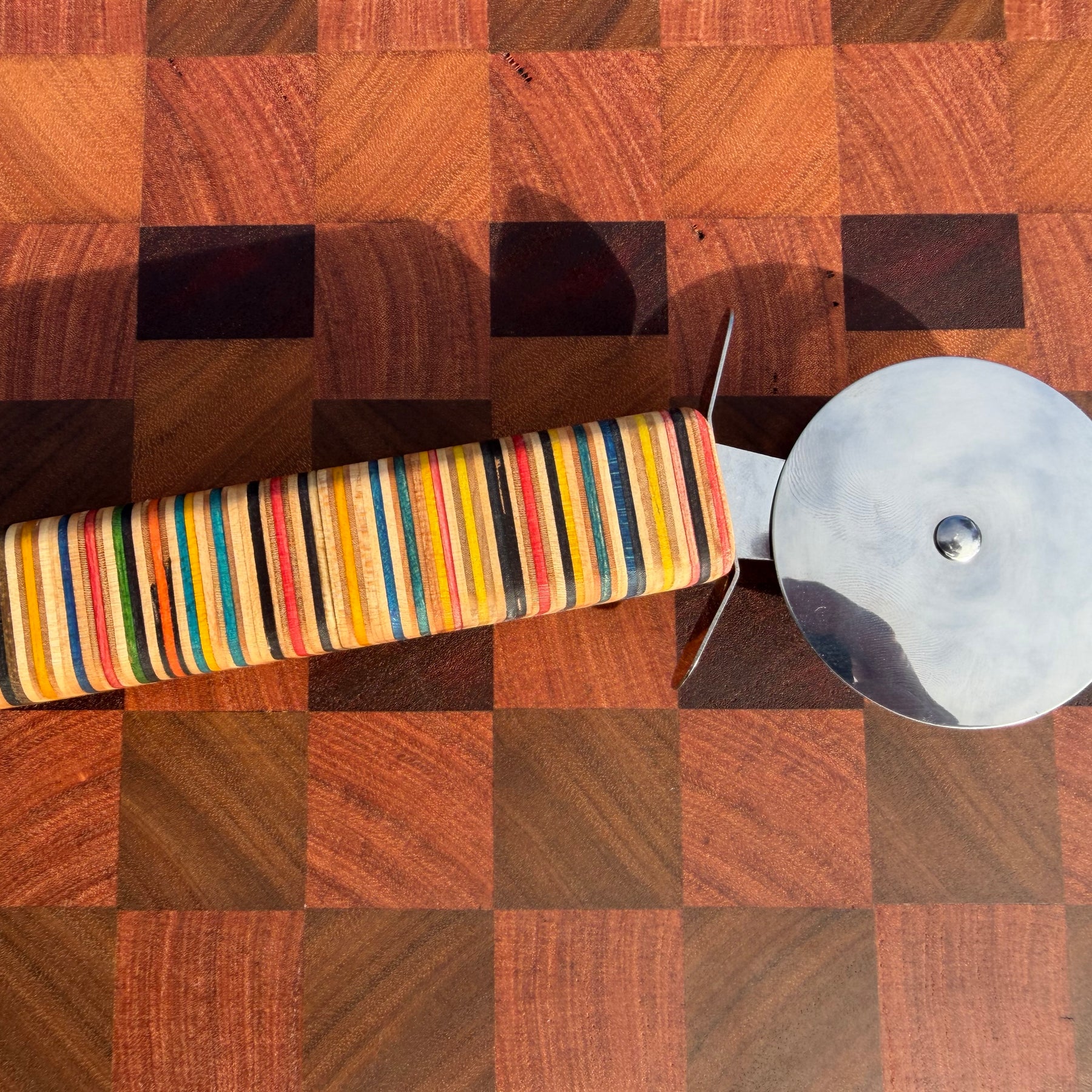 Pizza Cutting Wheel with Recycled Skateboard Handle