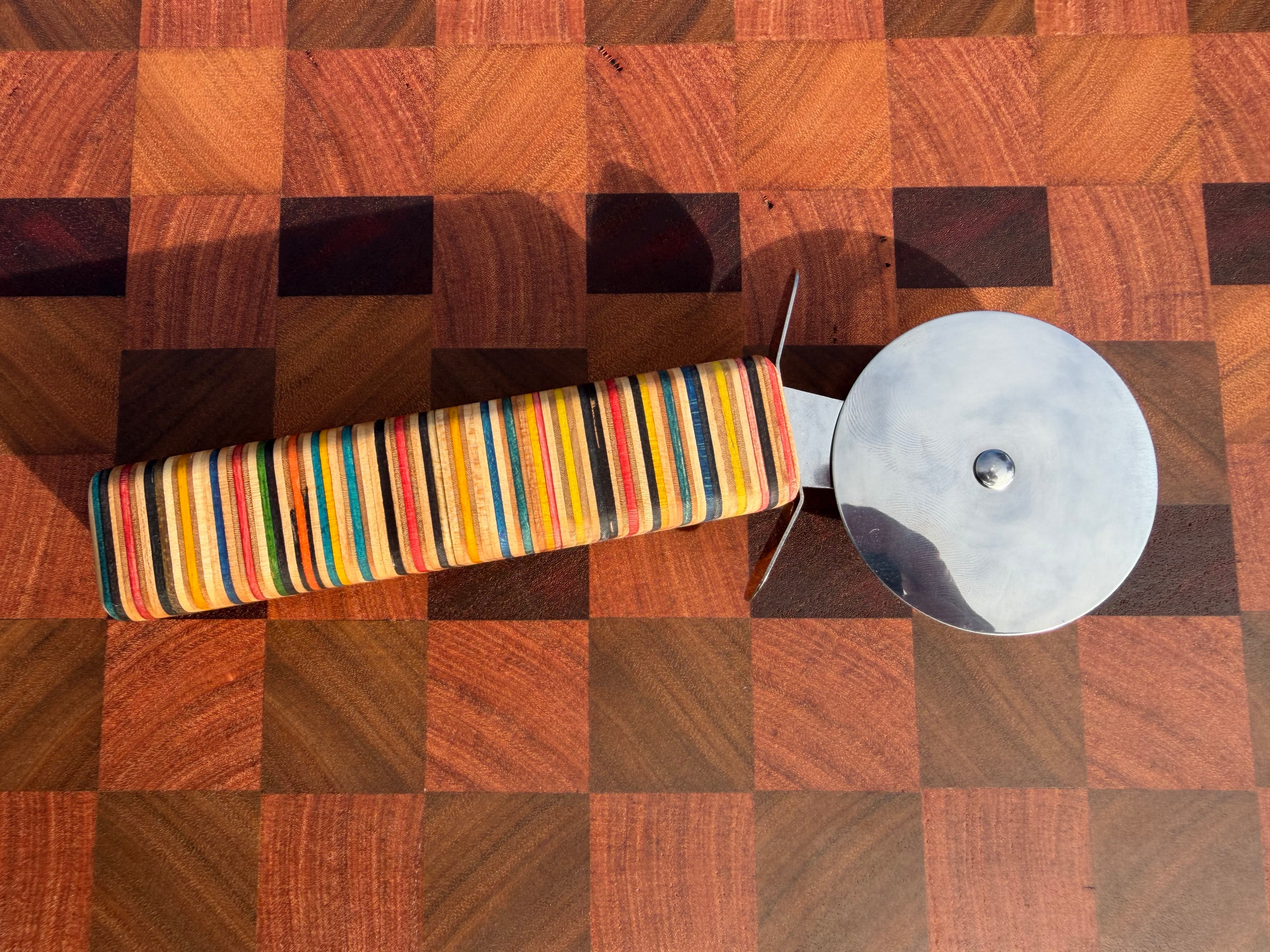 Pizza Cutting Wheel with Recycled Skateboard Handle
