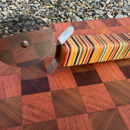 Pizza Cutting Wheel with Recycled Skateboard Handle