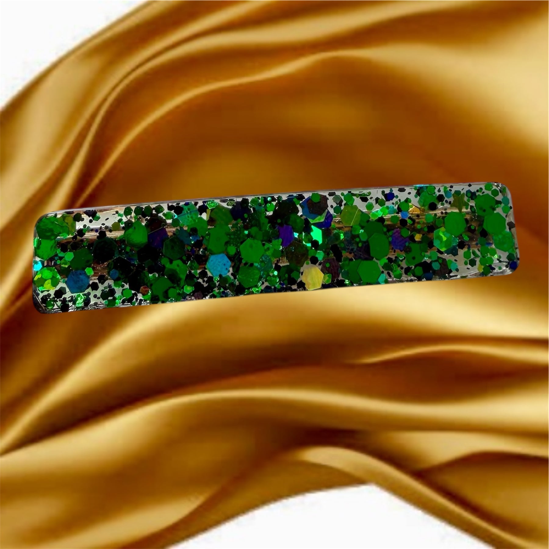 Sparkly set Of Three  Green Barrettes