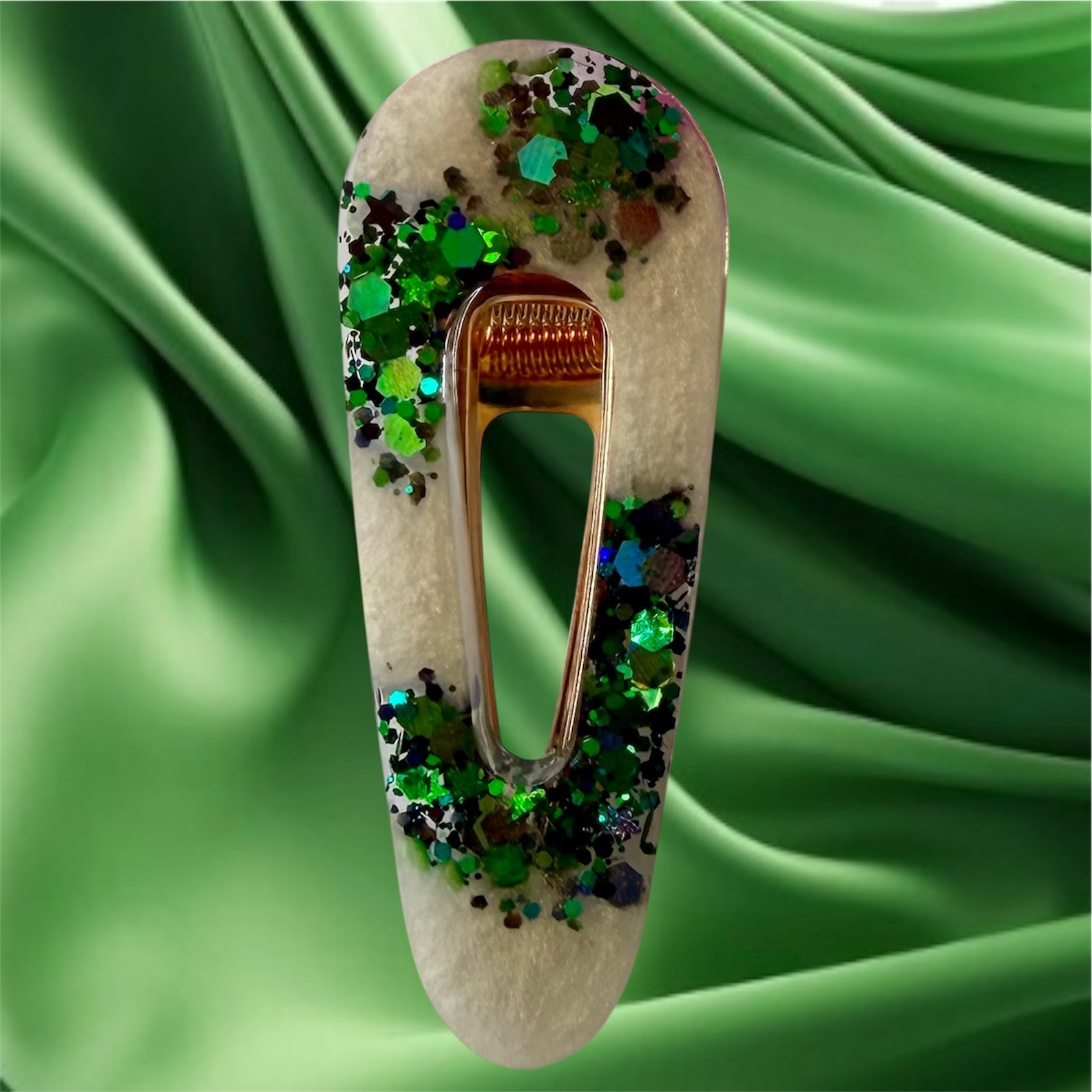 Sparkly set Of Three  Green Barrettes