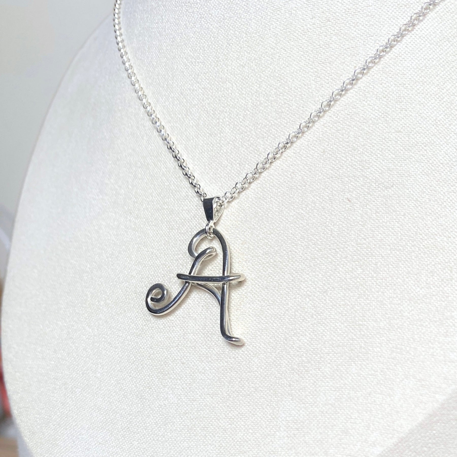 NEW Initial Letter Pendant | Sterling silver wire | Belcher chain necklace | Personal Custom Jewellery
