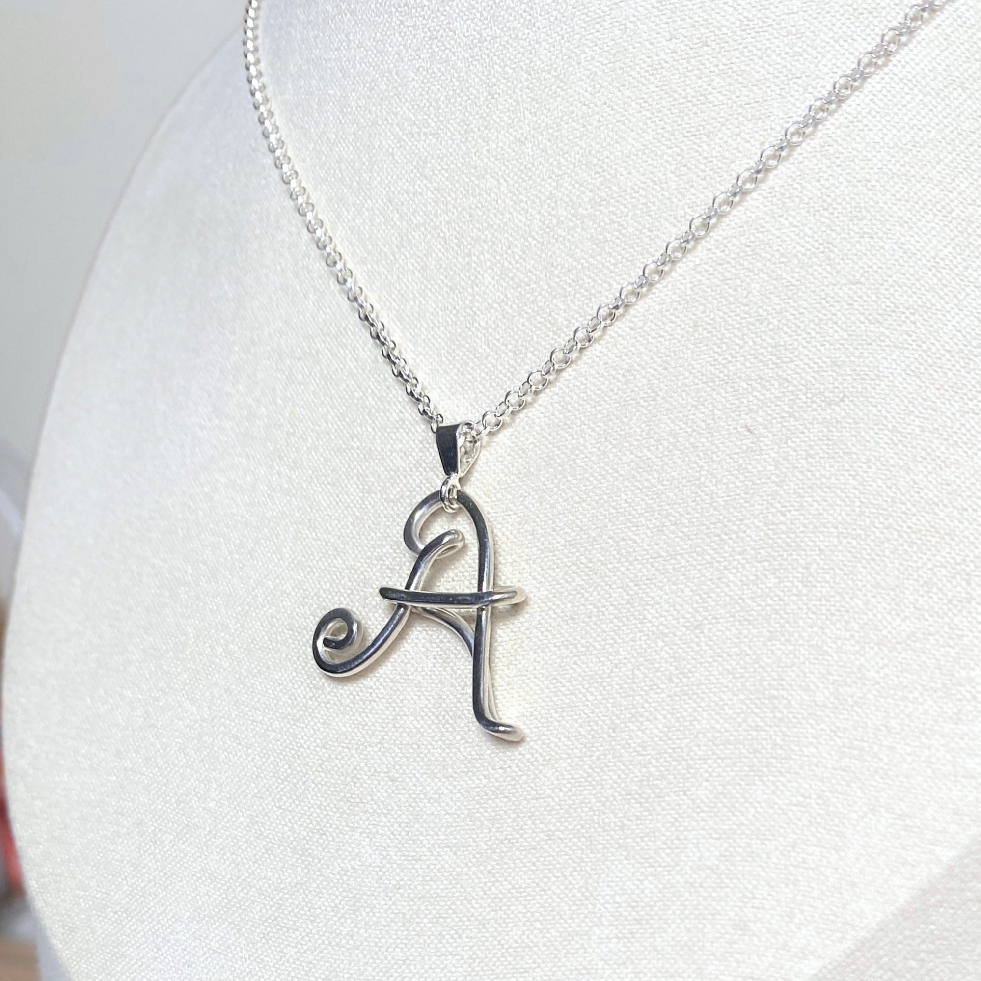 NEW Initial Letter Pendant | Sterling silver wire | Belcher chain necklace | Personal Custom Jewellery
