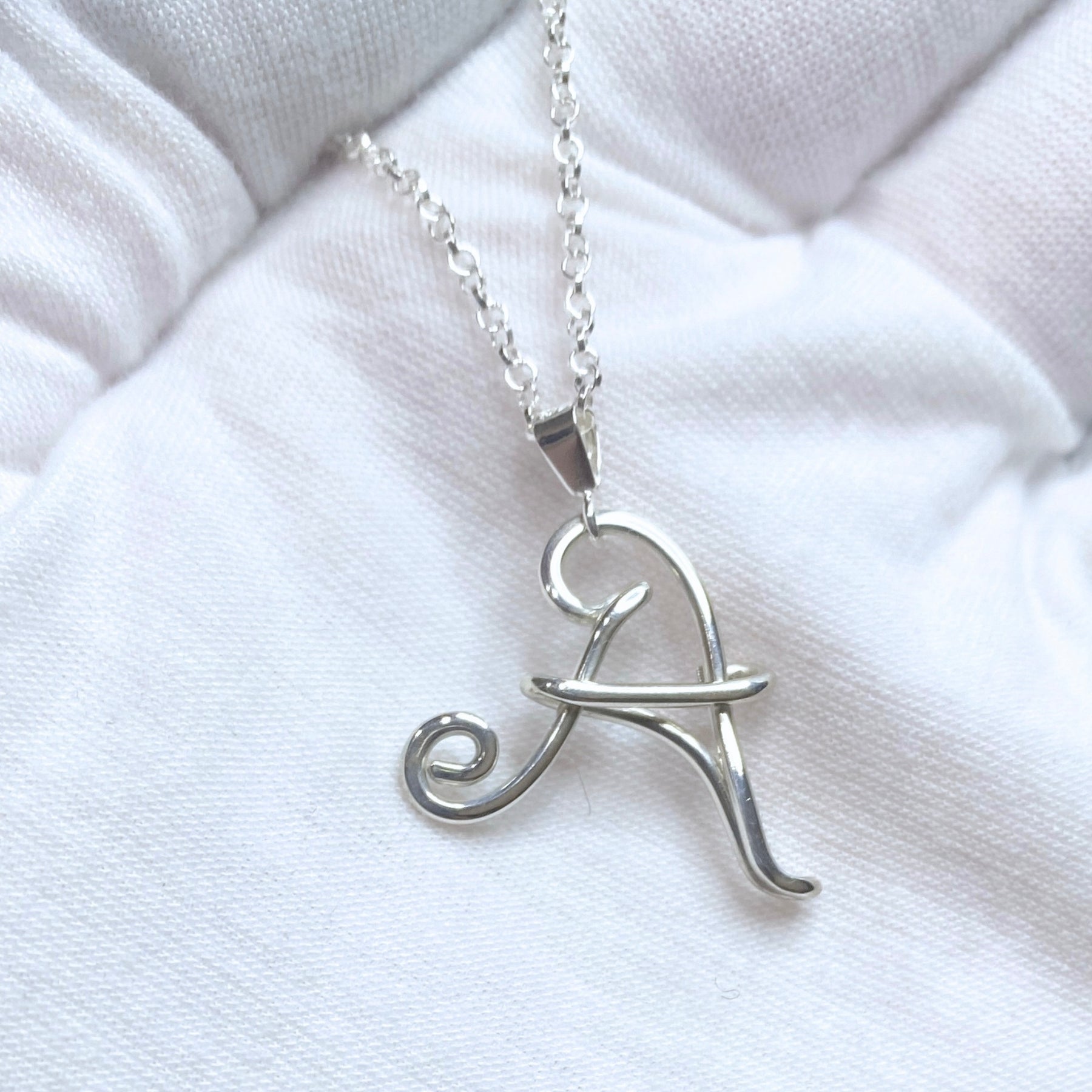 NEW Initial Letter Pendant | Sterling silver wire | Belcher chain necklace | Personal Custom Jewellery