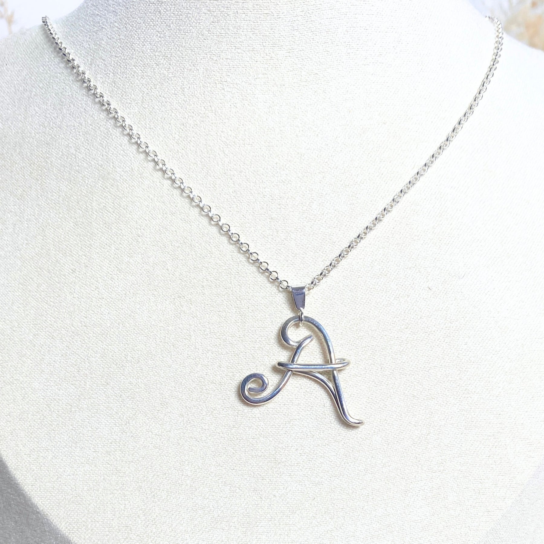 NEW Initial Letter Pendant | Sterling silver wire | Belcher chain necklace | Personal Custom Jewellery