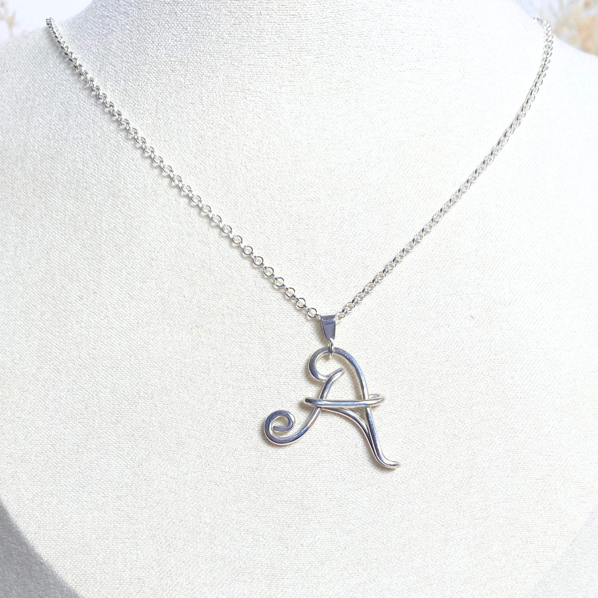 NEW Initial Letter Pendant | Sterling silver wire | Belcher chain necklace | Personal Custom Jewellery
