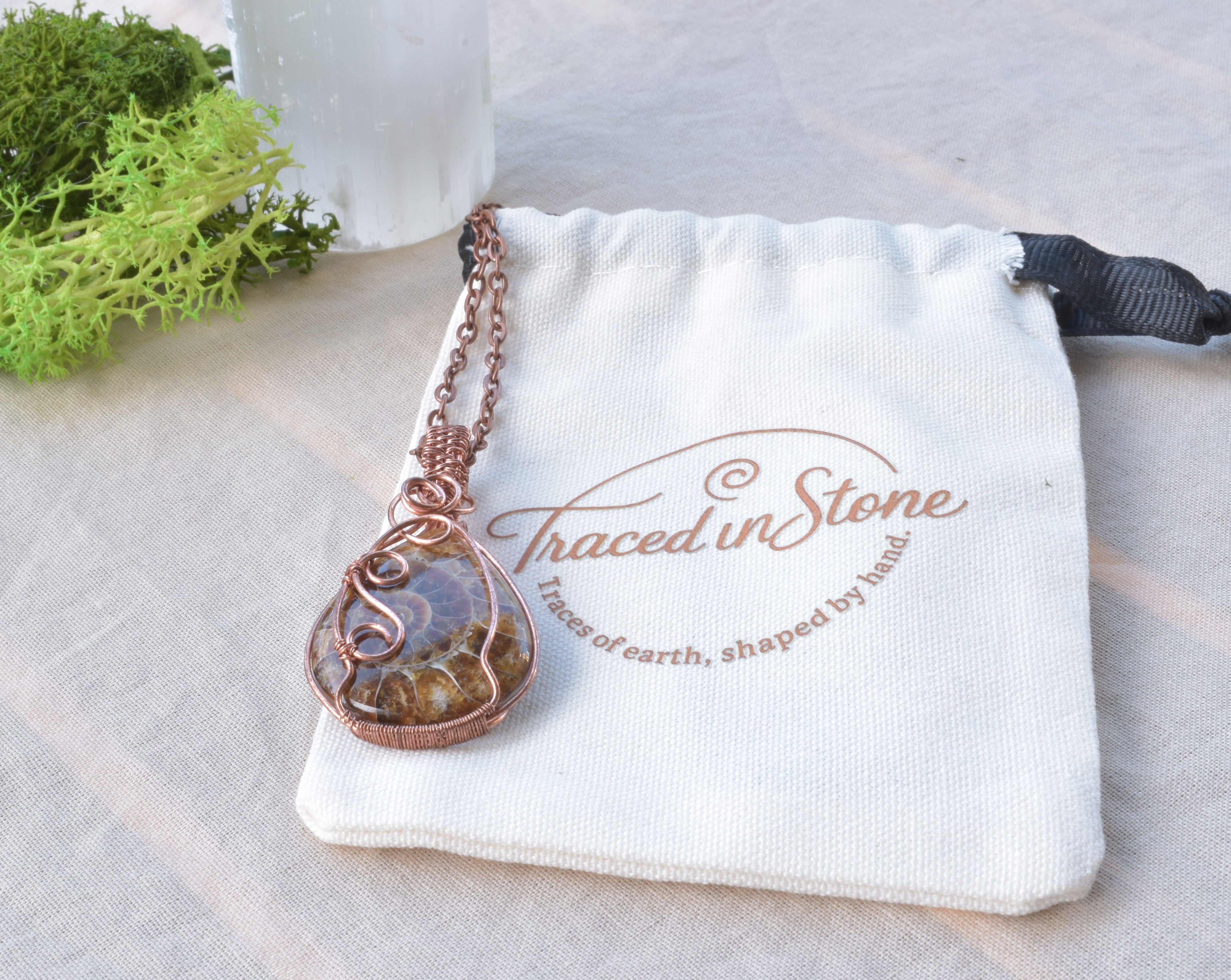 Before – Handcrafted Ammonite Copper Pendant