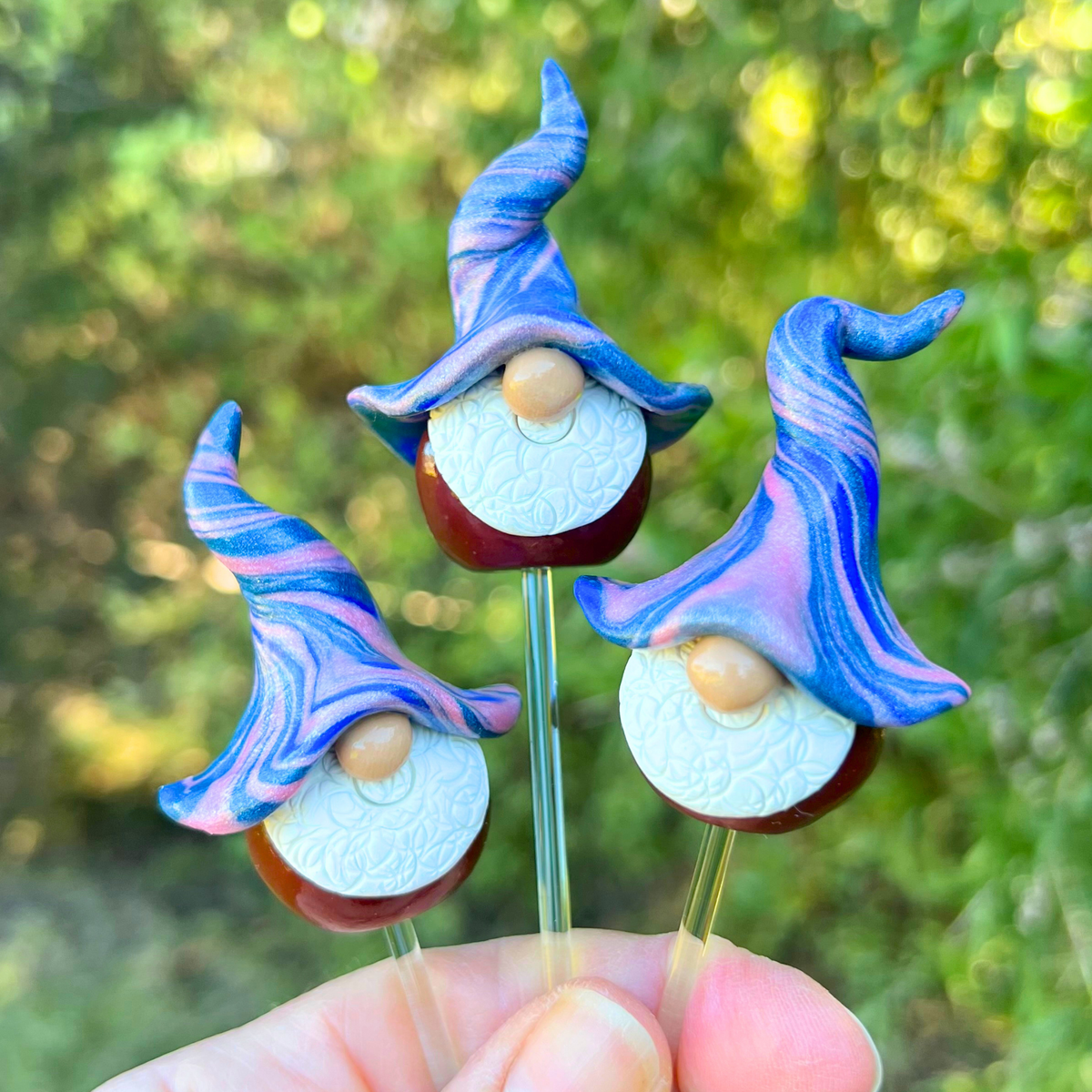 Whimsical polymer gnome trio - Danby, Larkin & Ax