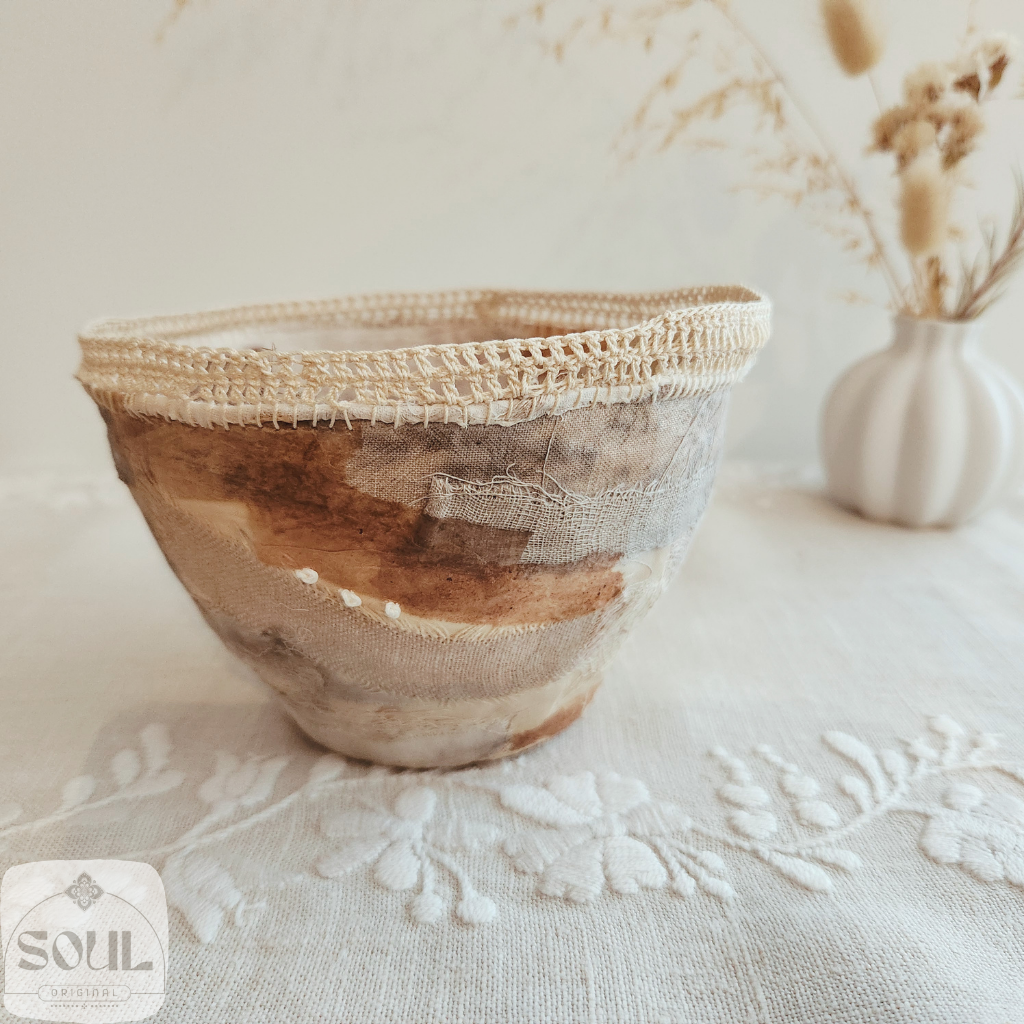 Textile Art Bowl – Natural & Earthy (1)