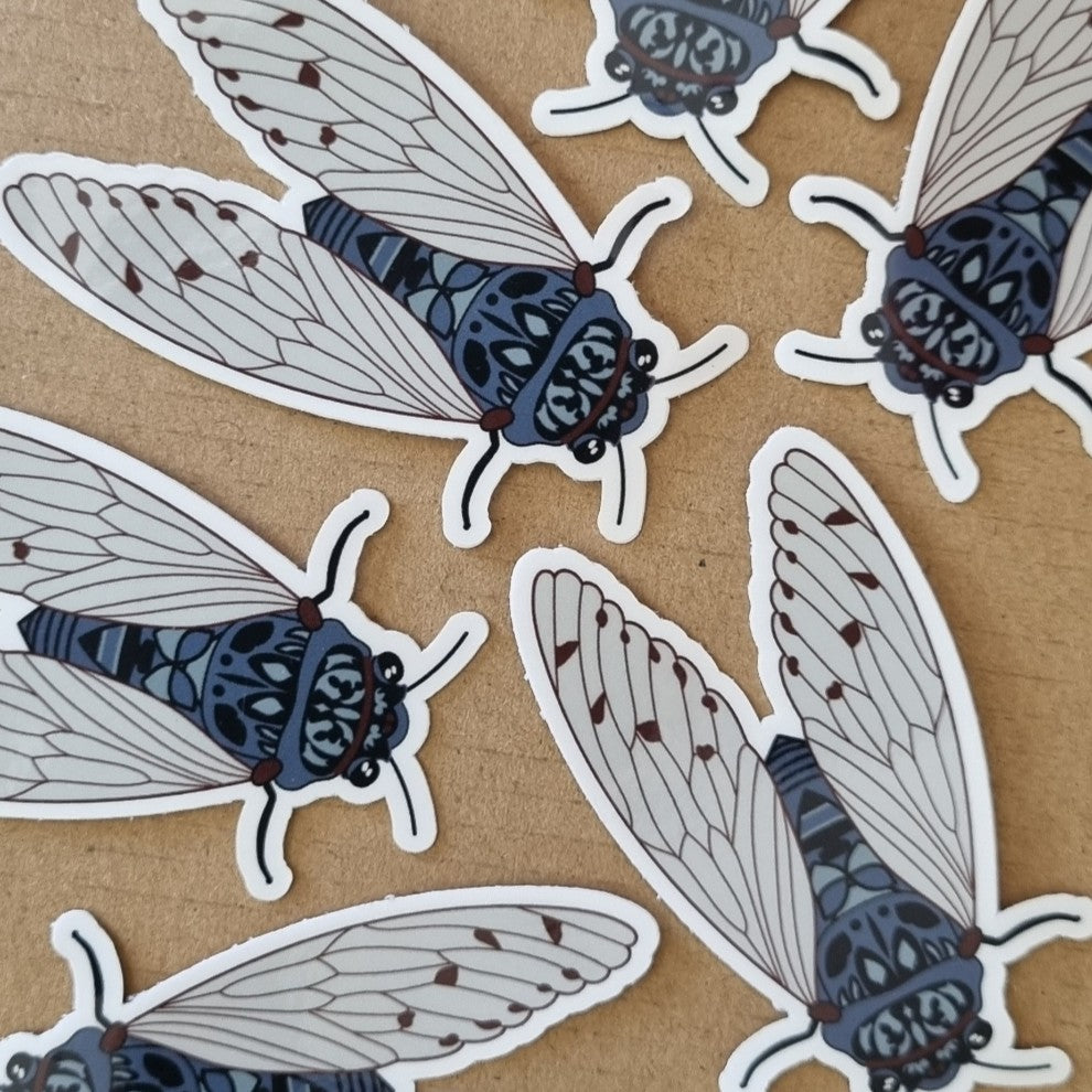 Dark Blue Cicada Bug Insect Sticker