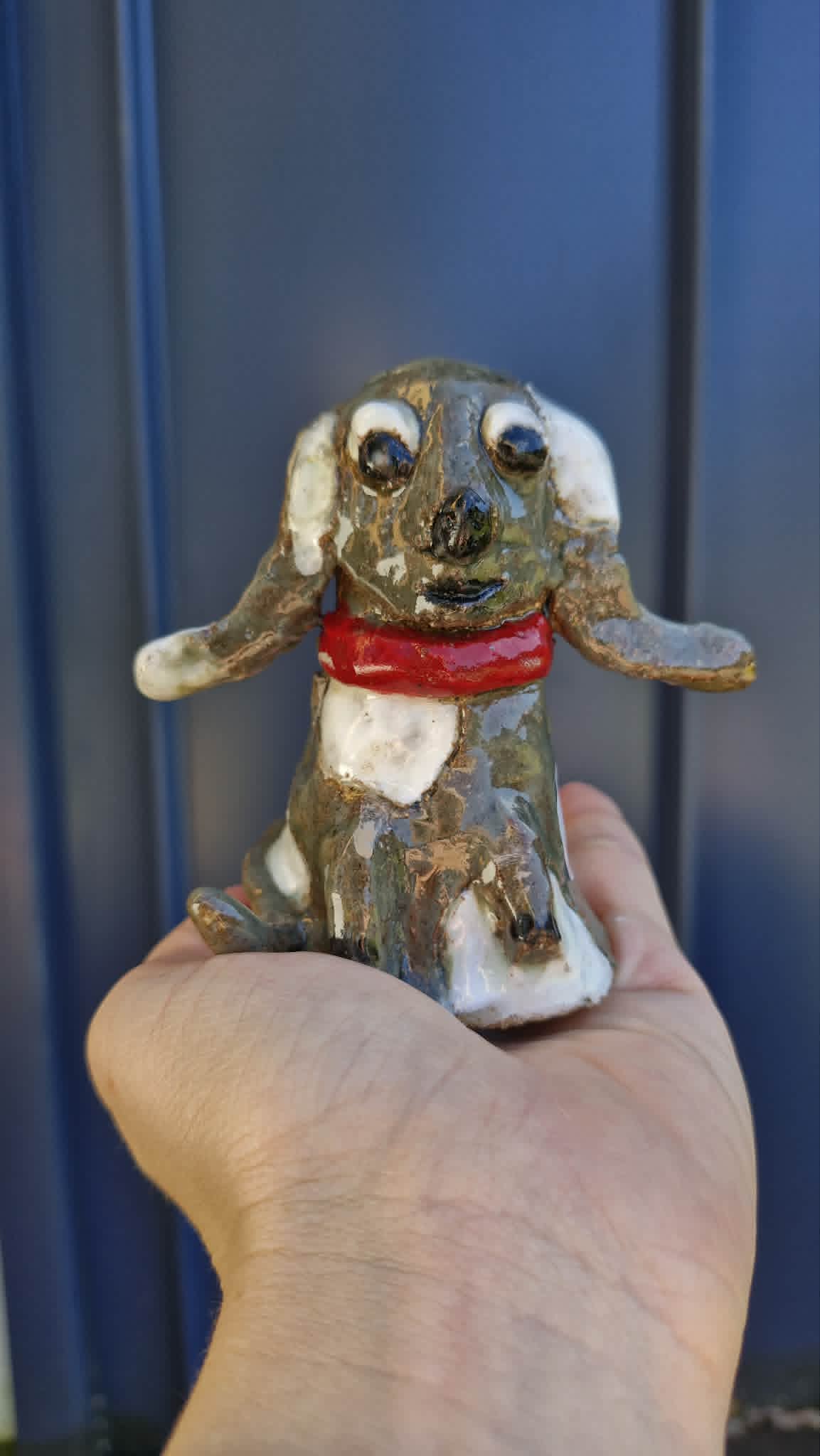 Small Dog Red Collar Sculpture.