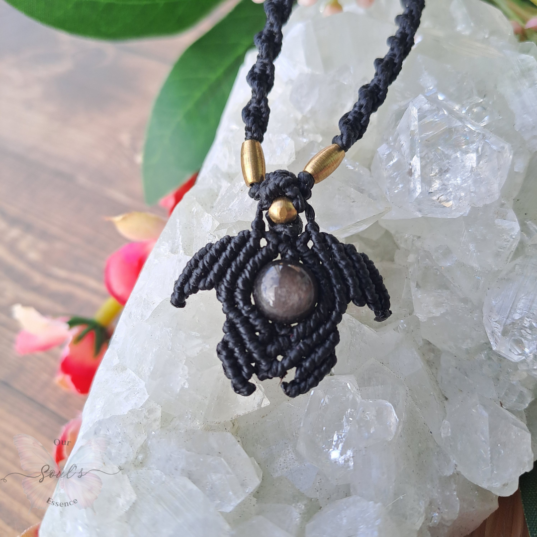 Silver Sheen Obsidian Micro Macramé Necklace