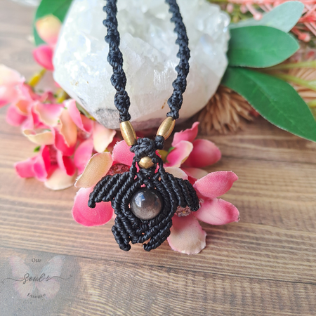 Silver Sheen Obsidian Micro Macramé Necklace