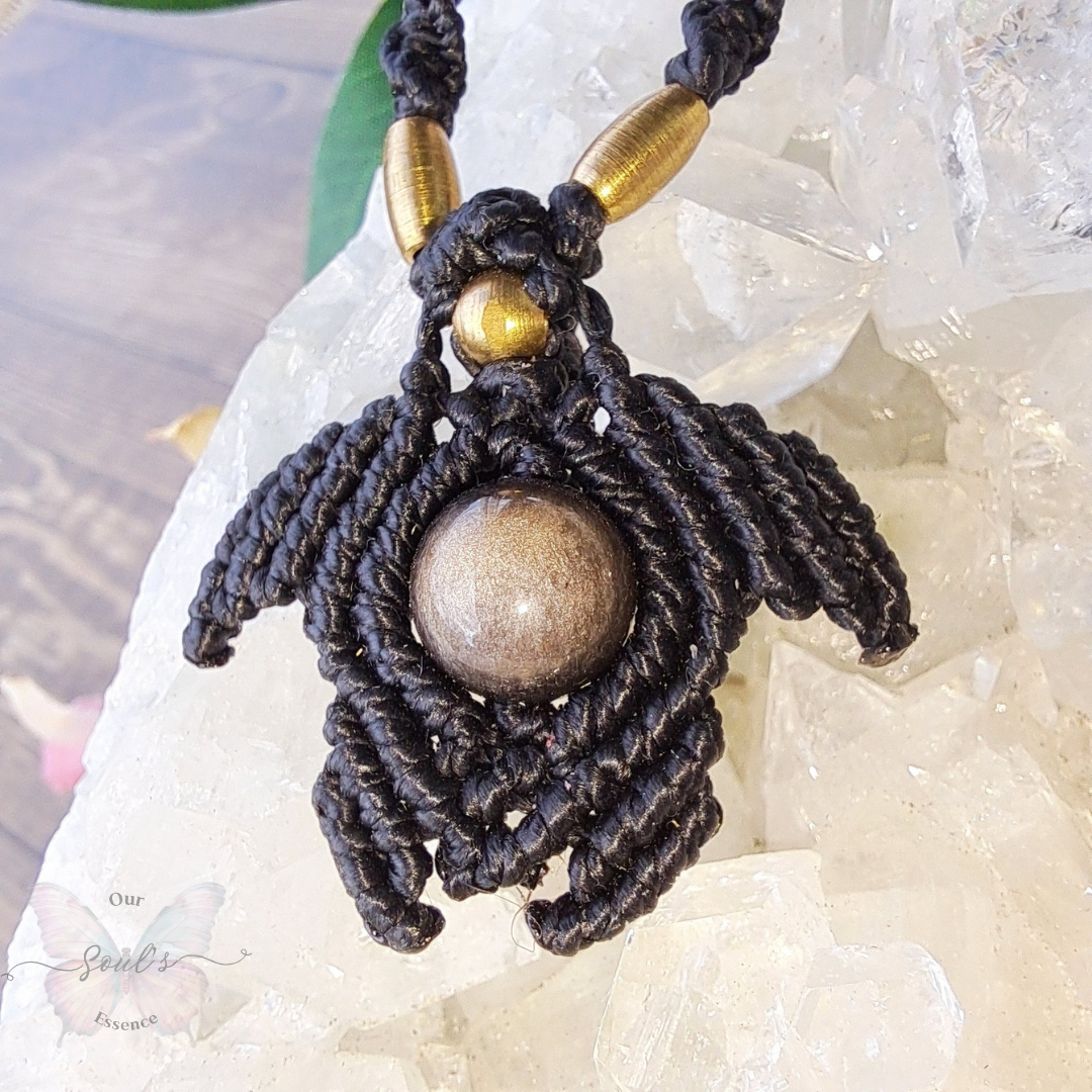 Silver Sheen Obsidian Micro Macramé Necklace