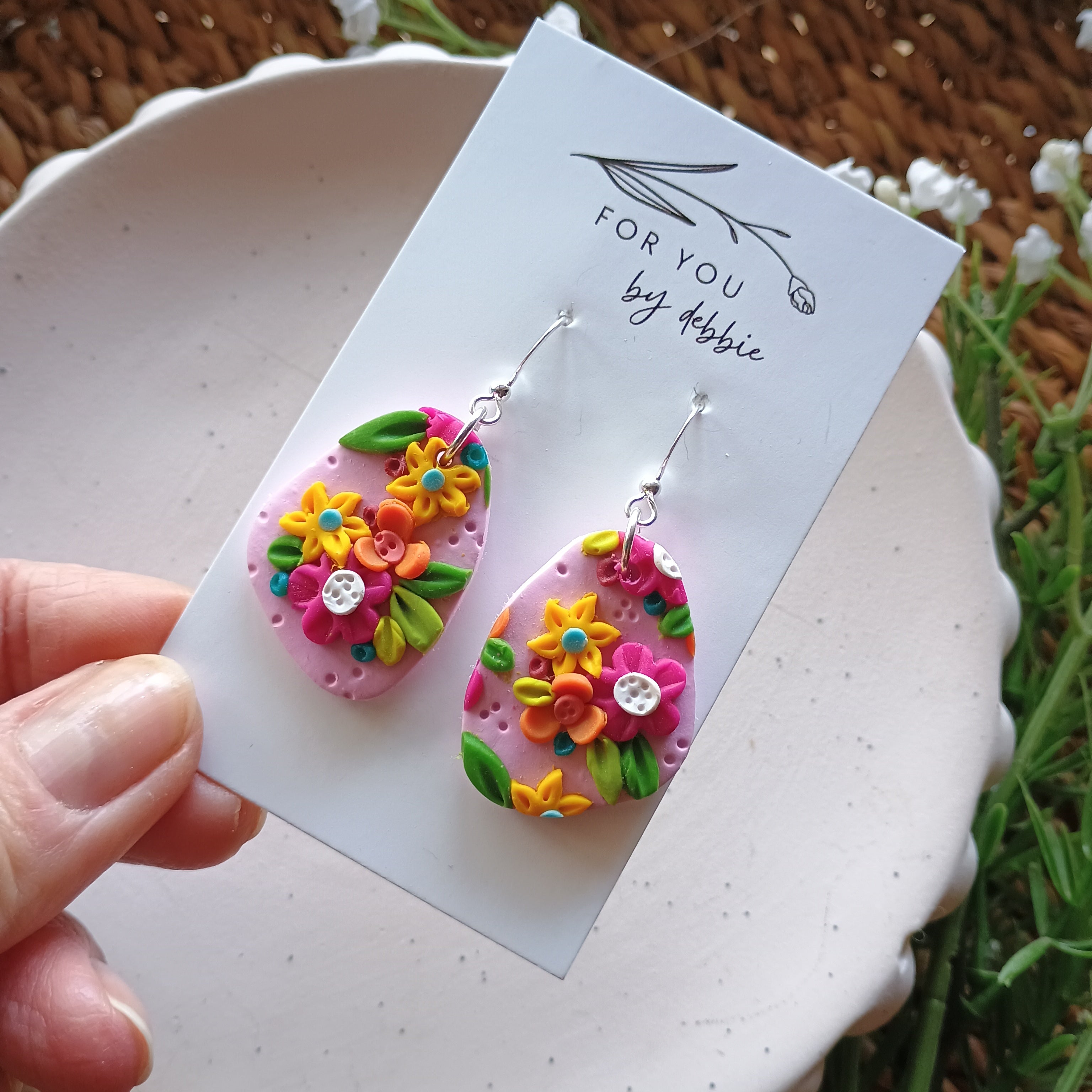 Pretty Flower polymer clay earrings