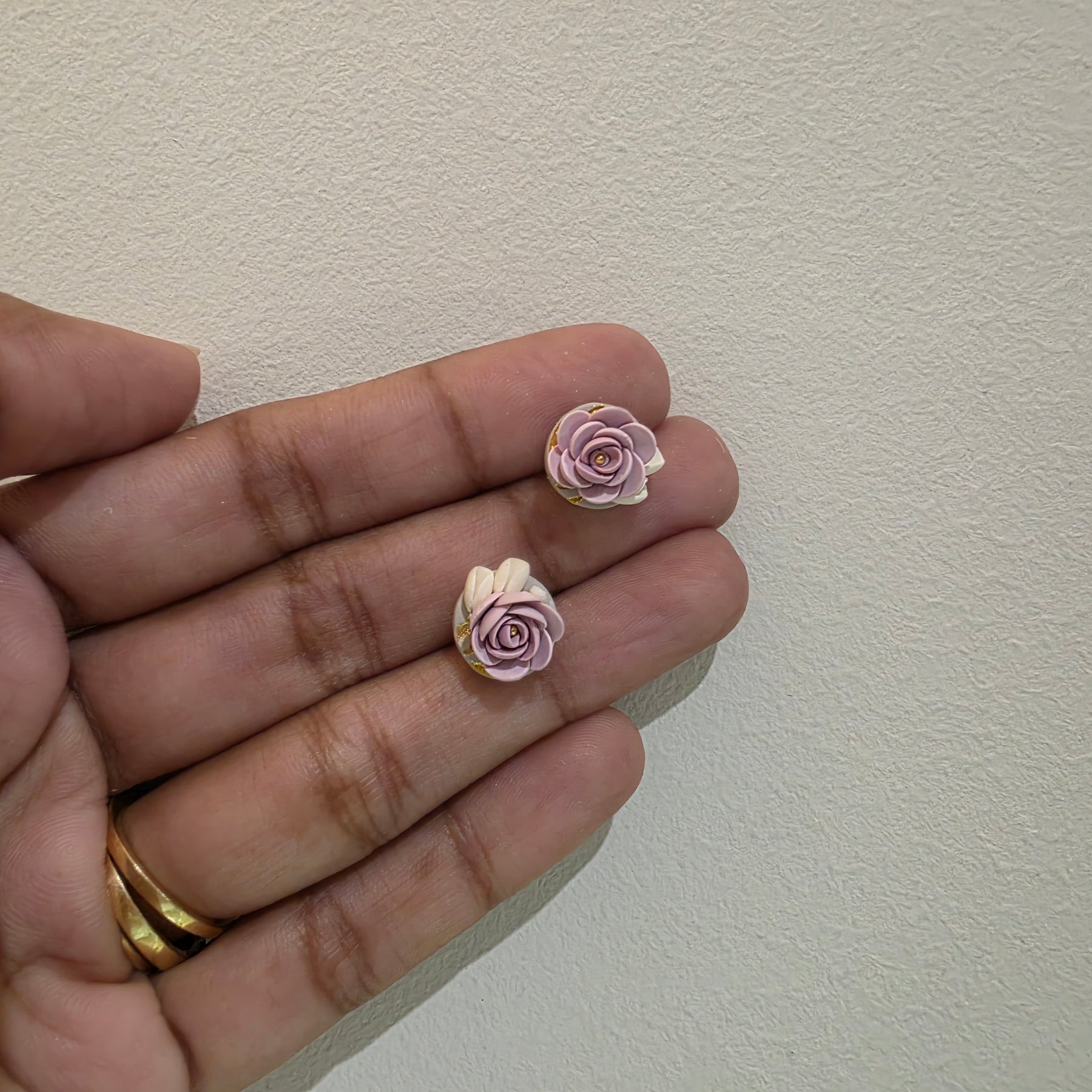 Blush Pink Floral Polymer Clay Earrings | Handmade Flower Earrings | Lightweight Gold & Pearl Statement Earrings | Bridal Jewellery | Gift for Her