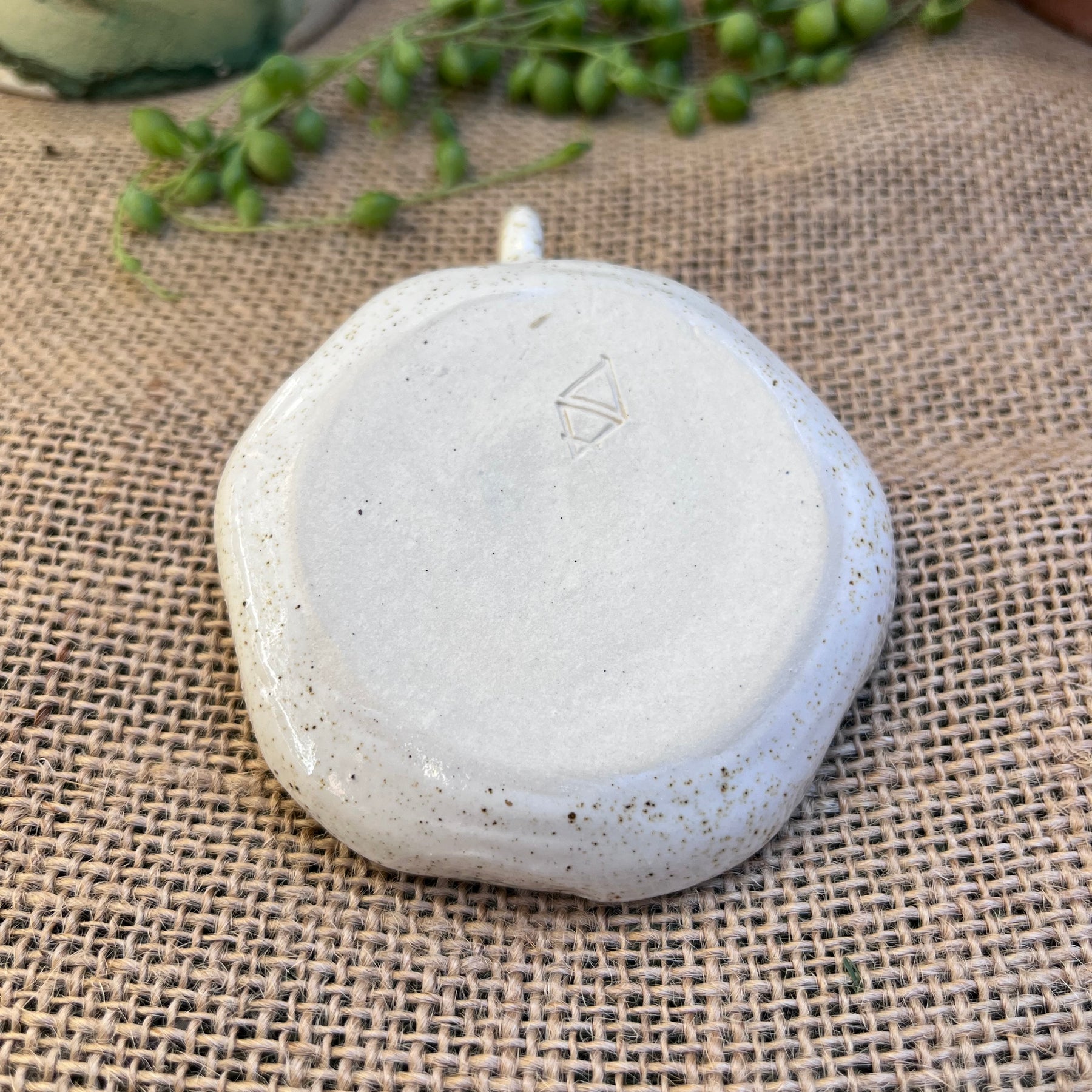 Petite Ceramic candlestick holder with Beeswax candle.