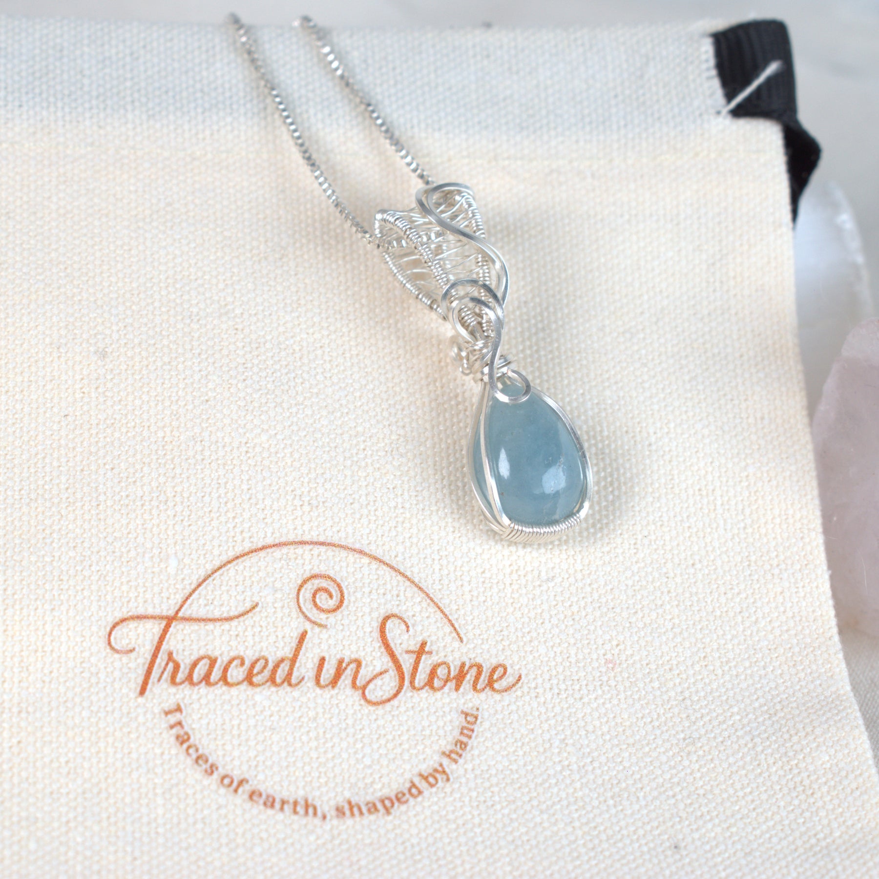 Wire Wrapped Aquamarine Keepsake Pendant