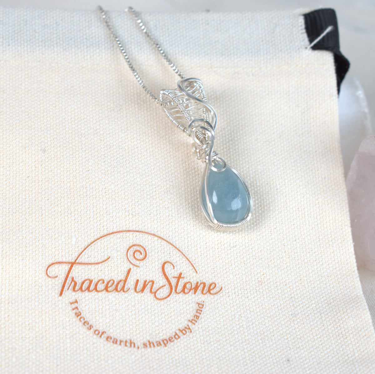Wire Wrapped Aquamarine Keepsake Pendant