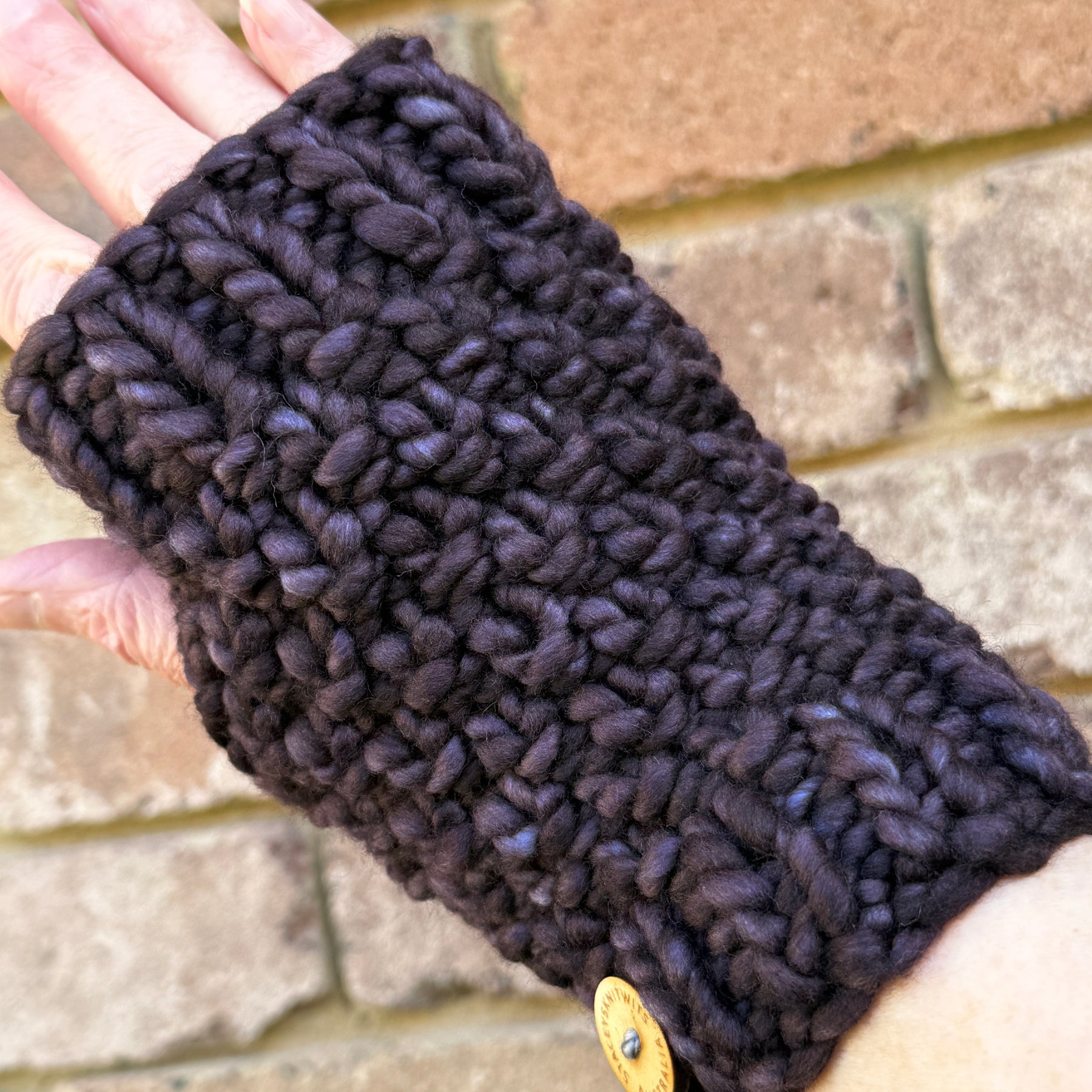 Hand Knitted Handwarmers, Charcoal Grey Merino Fingerless Gloves