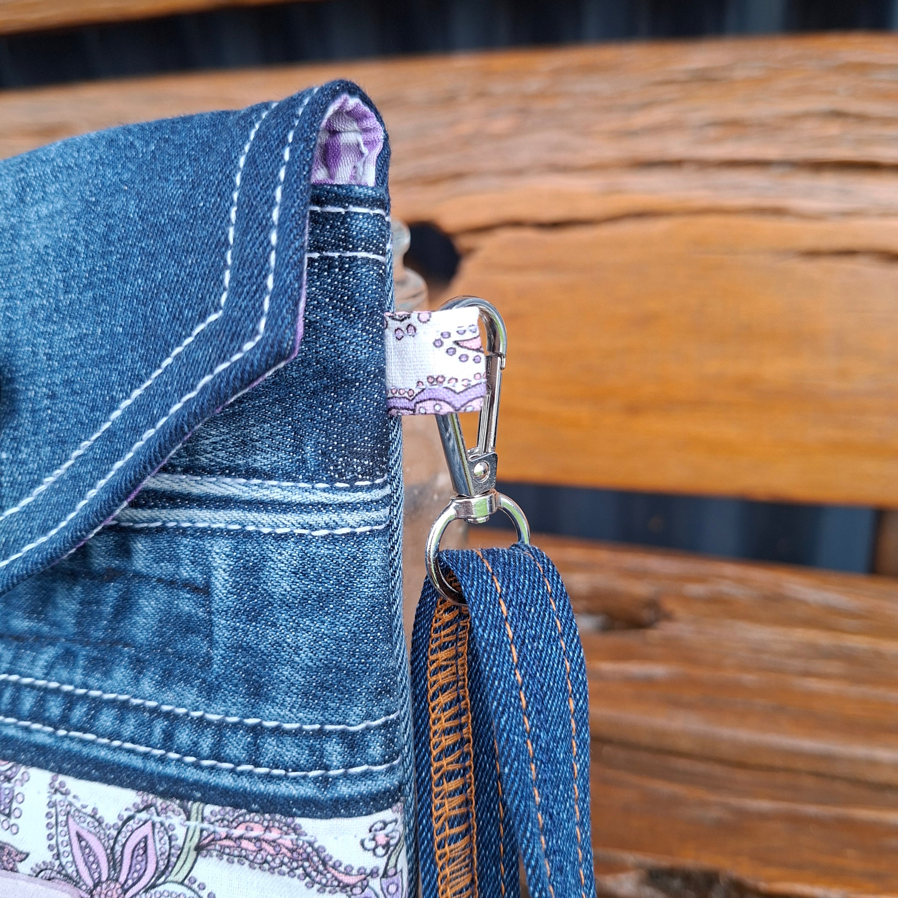 Recycled Denim & Floral Mauve Print Mobile Phone or Glasses Case