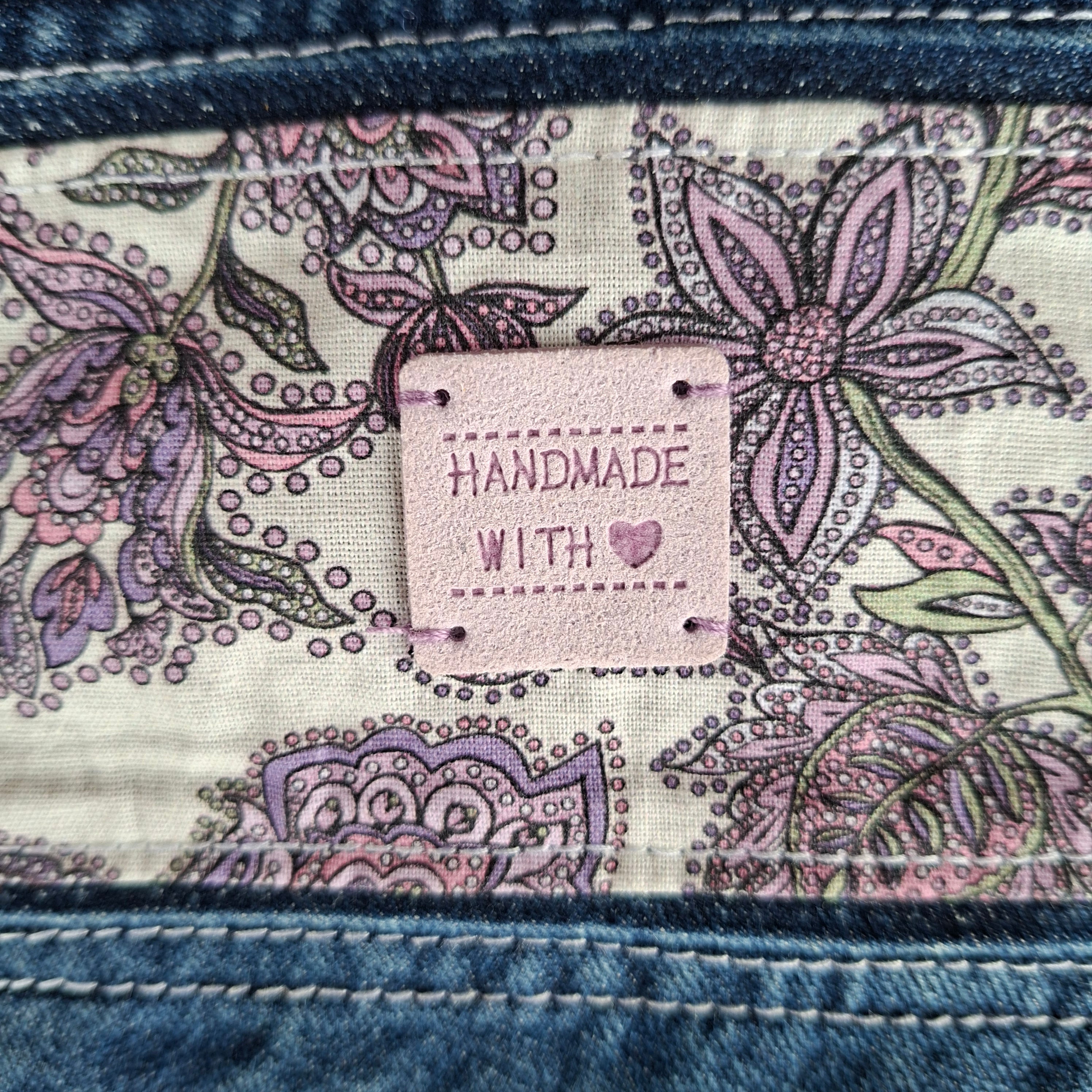 Recycled Denim & Floral Mauve Print Mobile Phone or Glasses Case