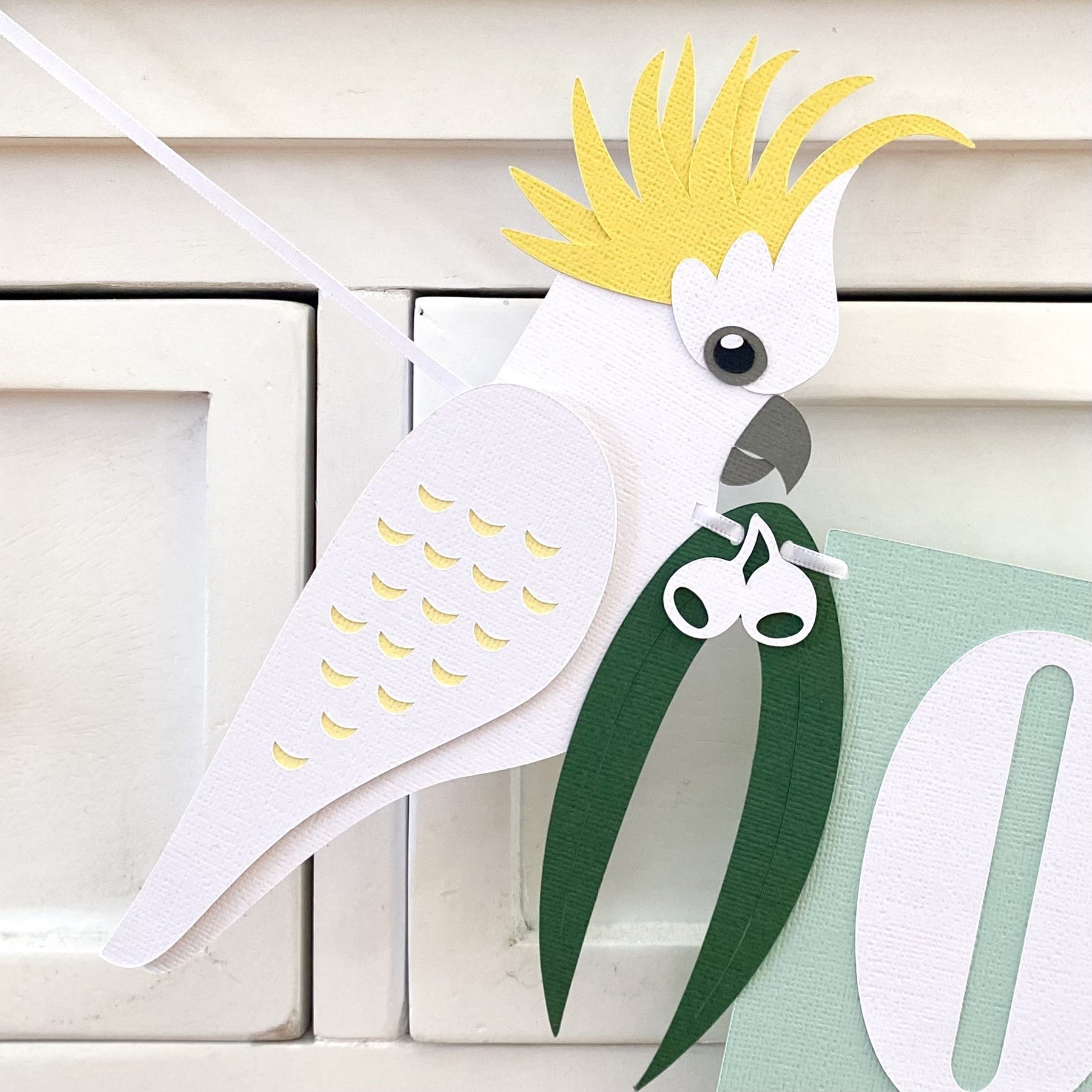 Cockatoo native bird birthday banner ONE or TWO.
