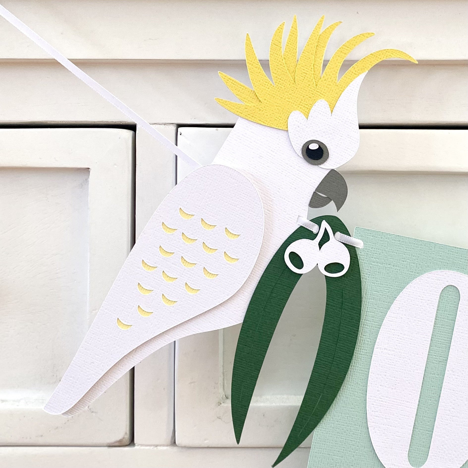 Cockatoo native bird birthday banner ONE or TWO.