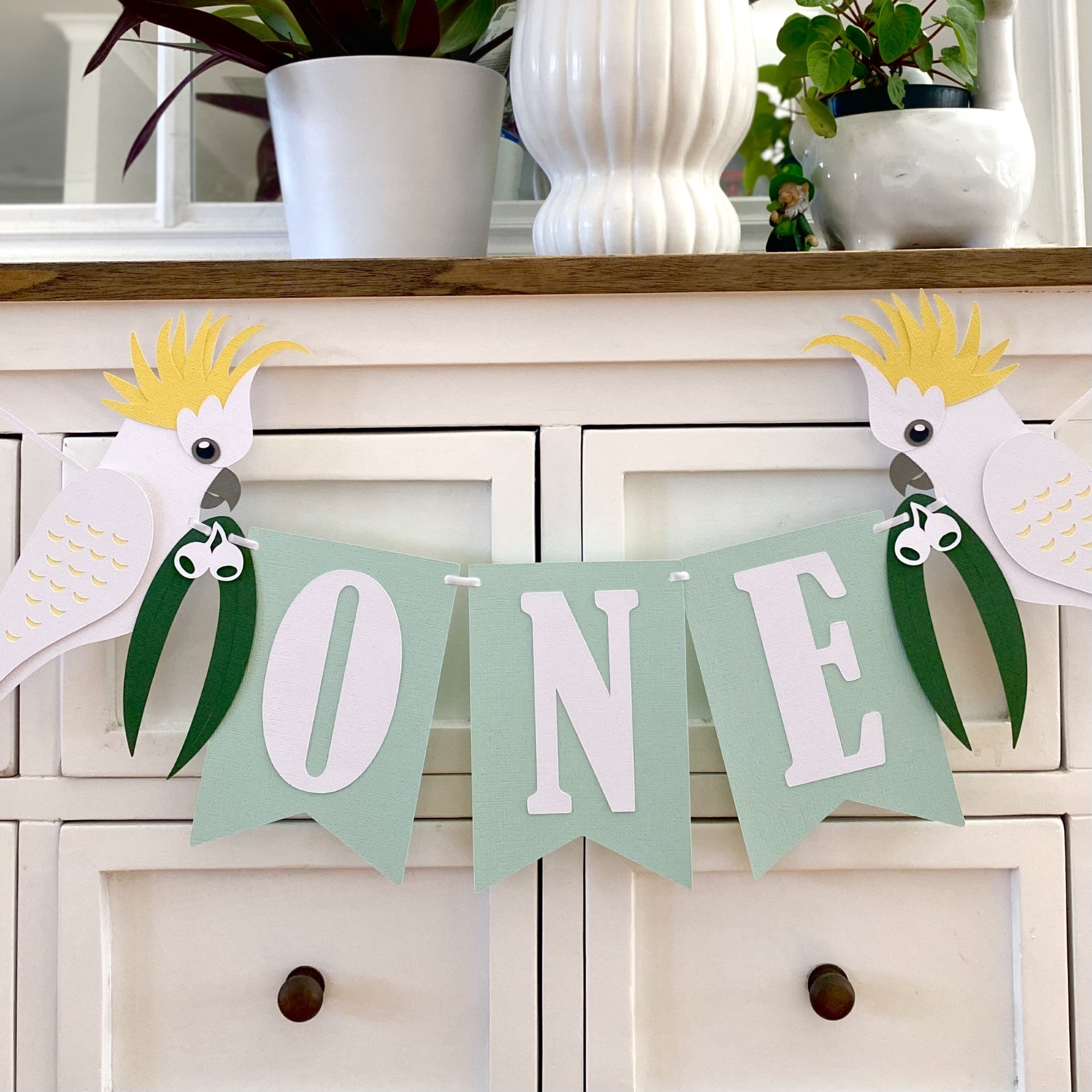 Cockatoo native bird birthday banner ONE or TWO.