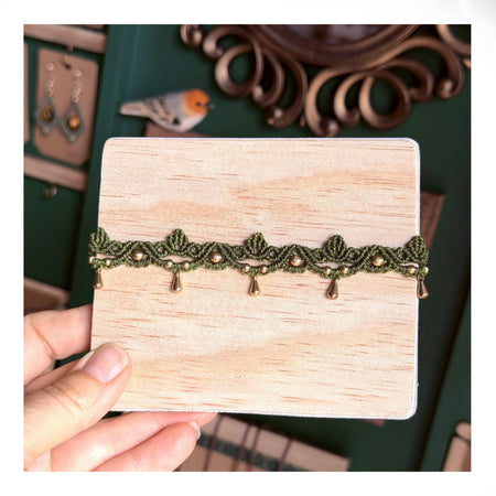 Macrame Vine Leaf Anklet - earthy forest fae collection