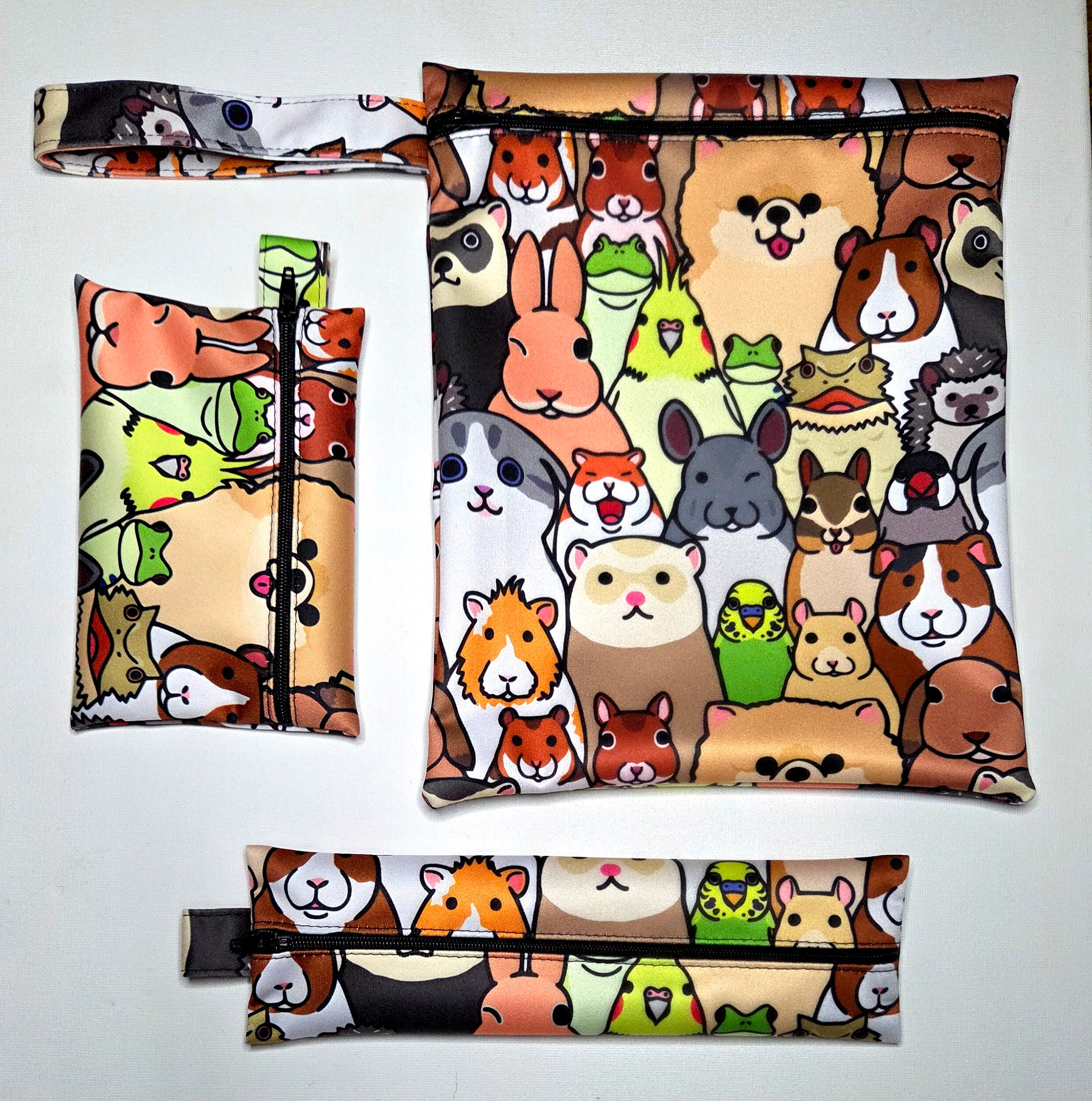 Three Piece Wet Bag Travel Set - Funny Animal Design