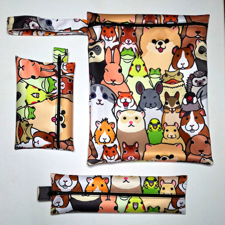 Three Piece Wet Bag Travel Set - Funny Animal Design