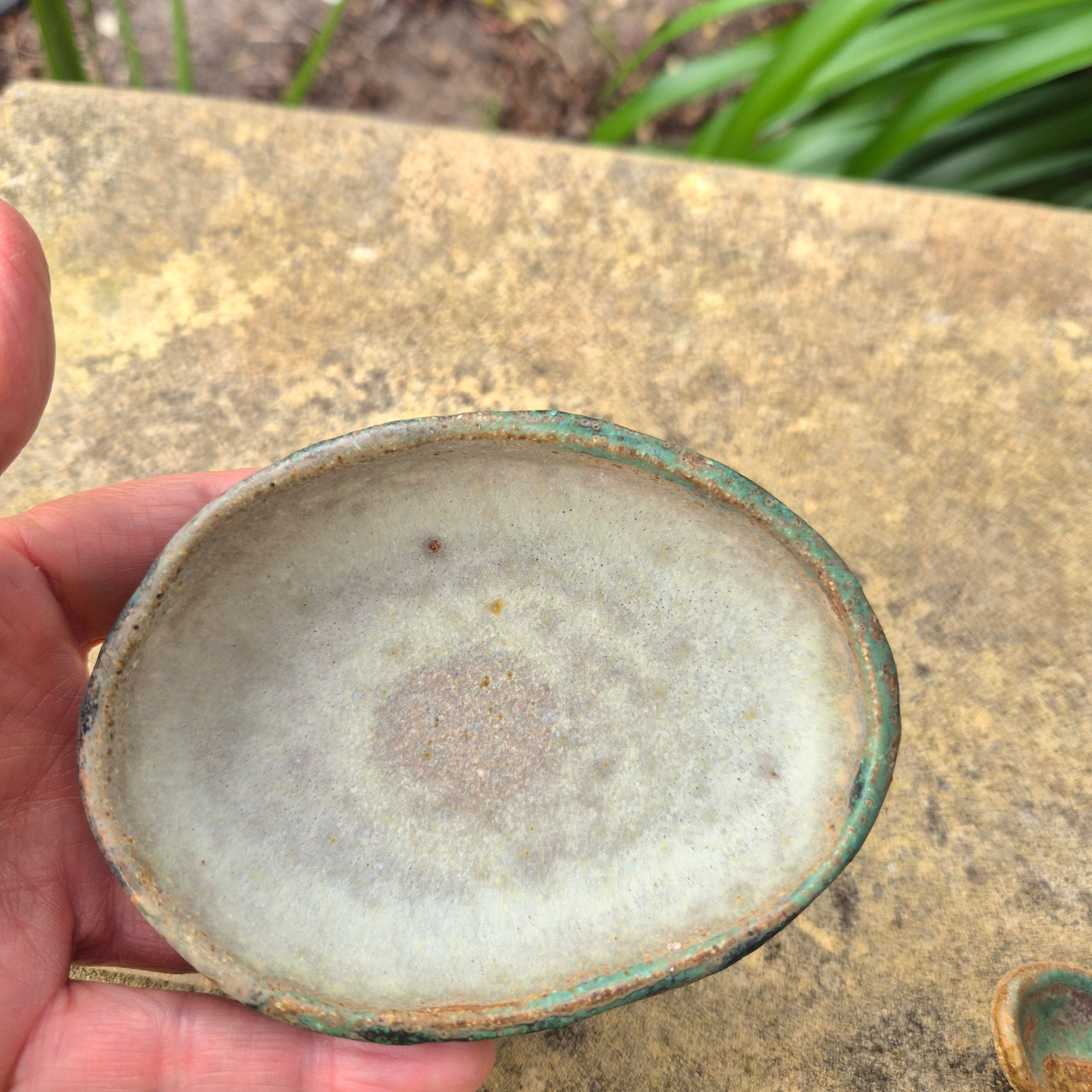 Small ceramic serving dish and spoon