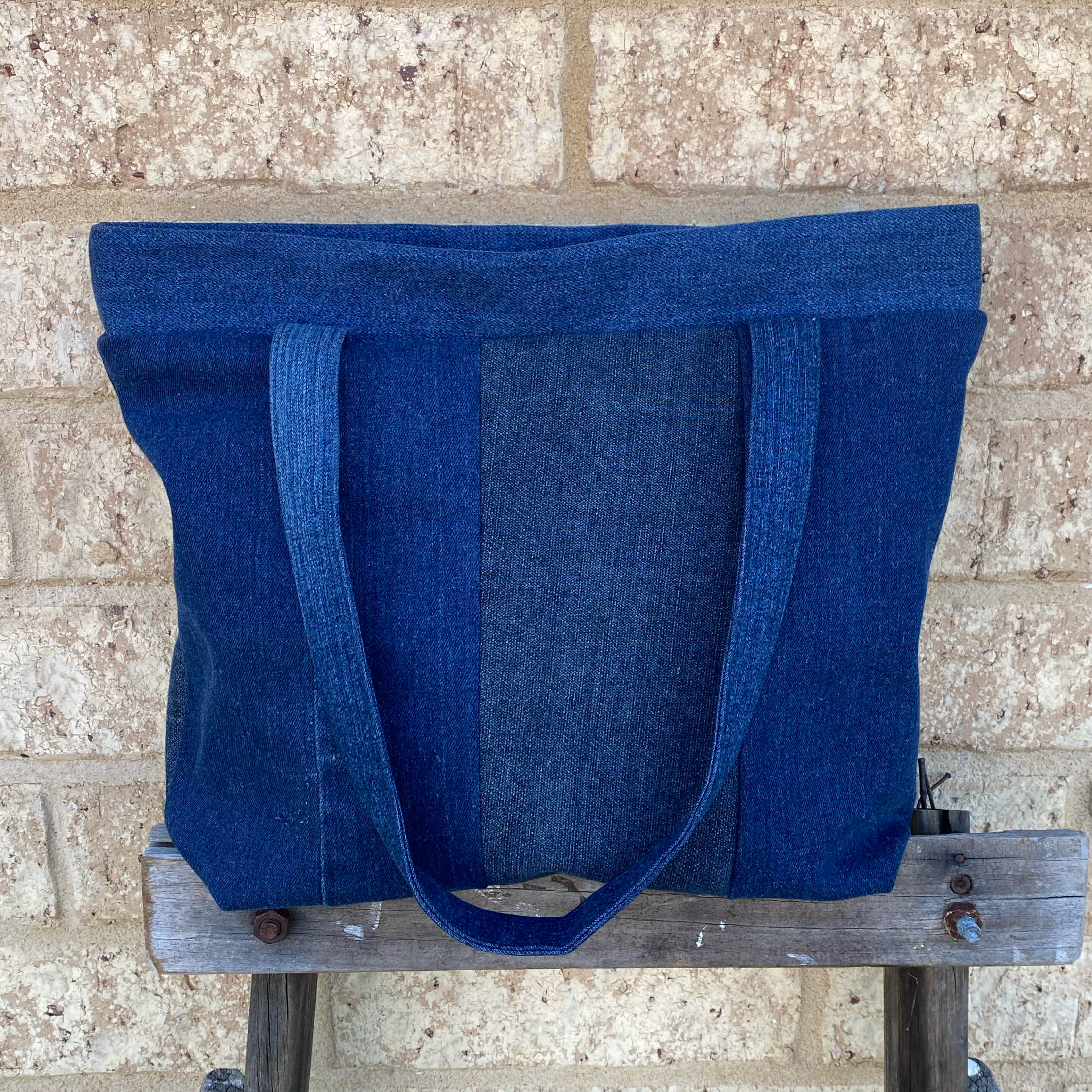 Green Wing Denim Handmade Shoulder Bag Upcycled Vintage Fabrics & Denim