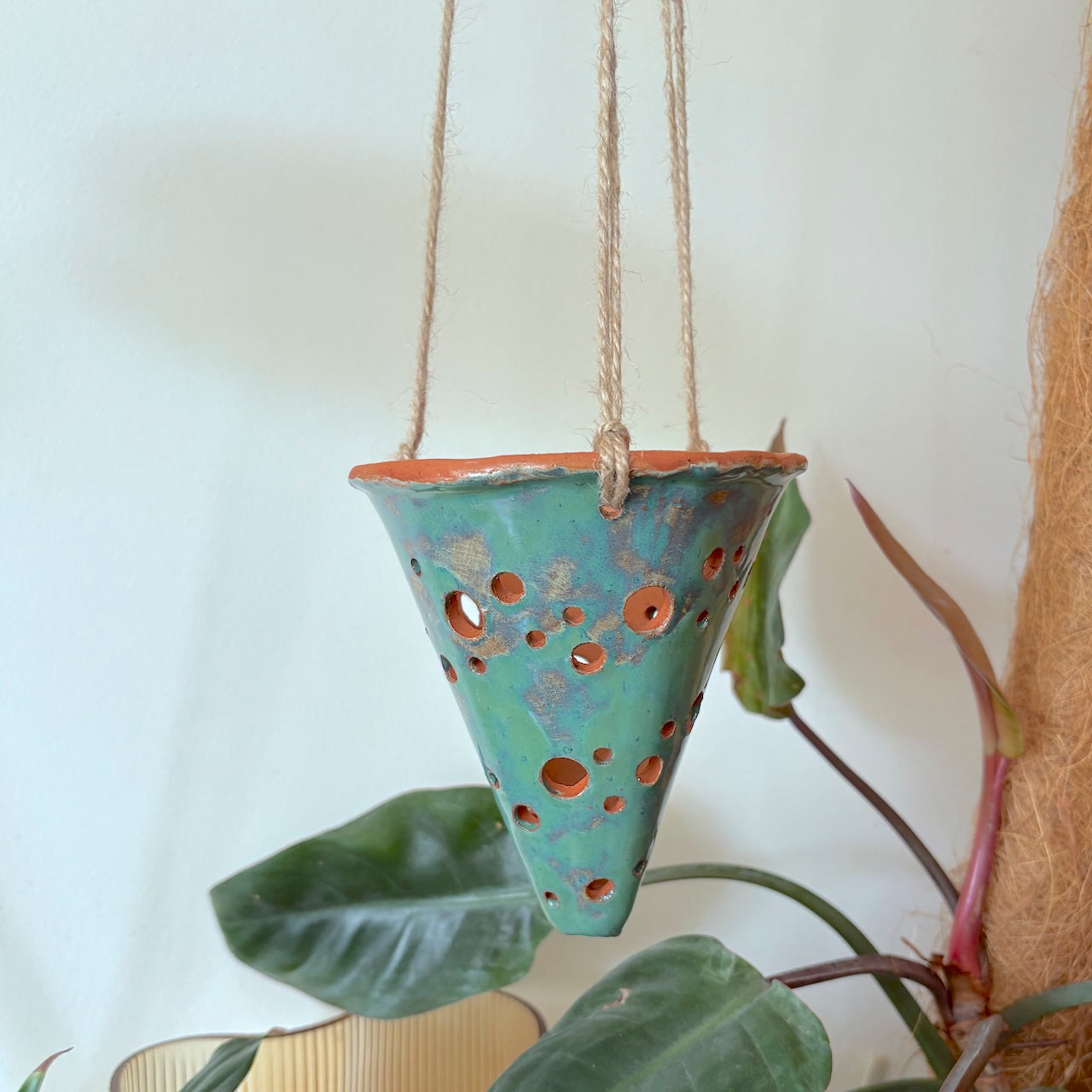 Ceramic hanging cone orchid pot