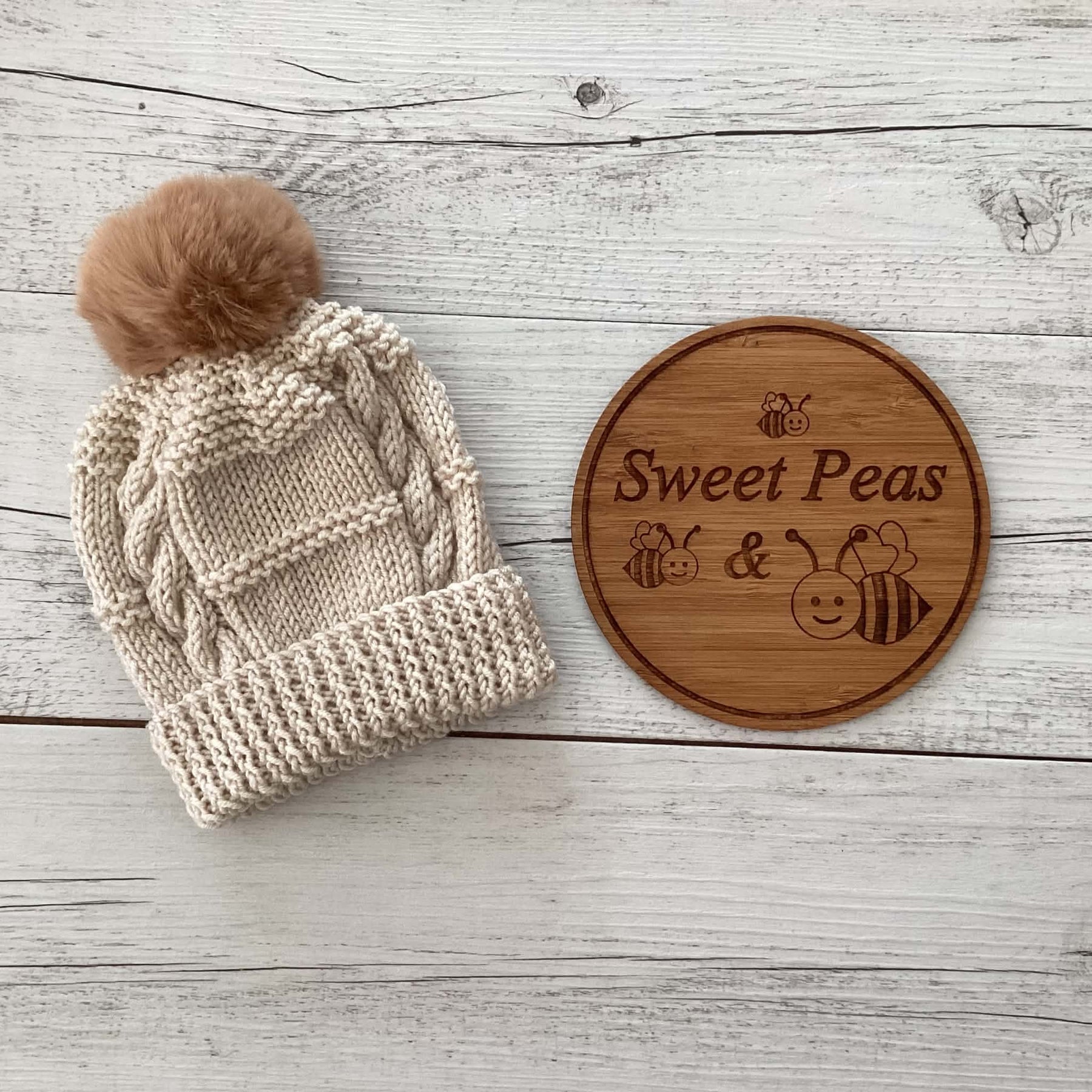 Hand Knitted Cabled Baby Cardigan & Hat