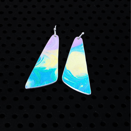 Hand printed anodised aluminium earrings - Cotton Candy Collection
