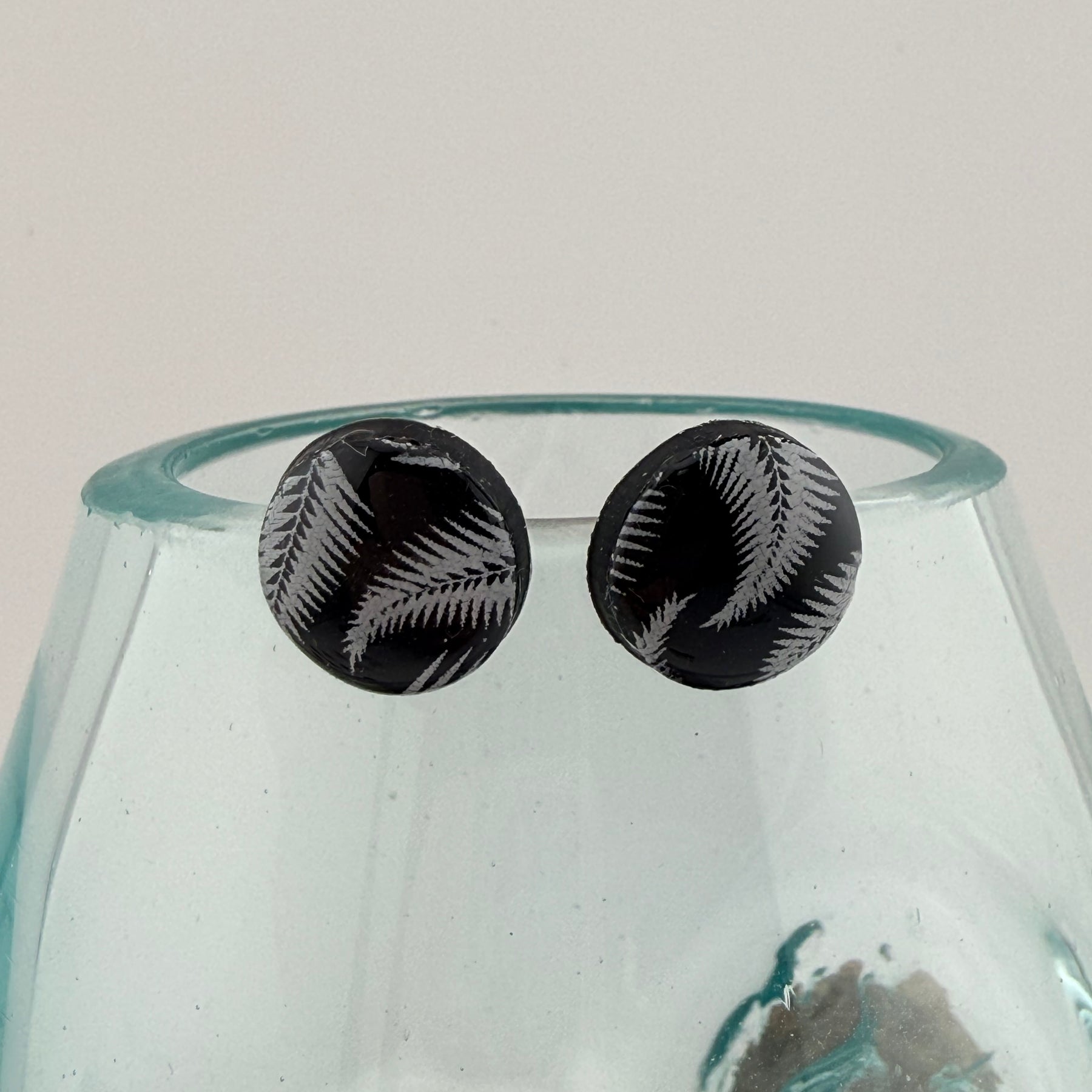 New Zealand Silver Fern Polymer Clay Stud Earrings