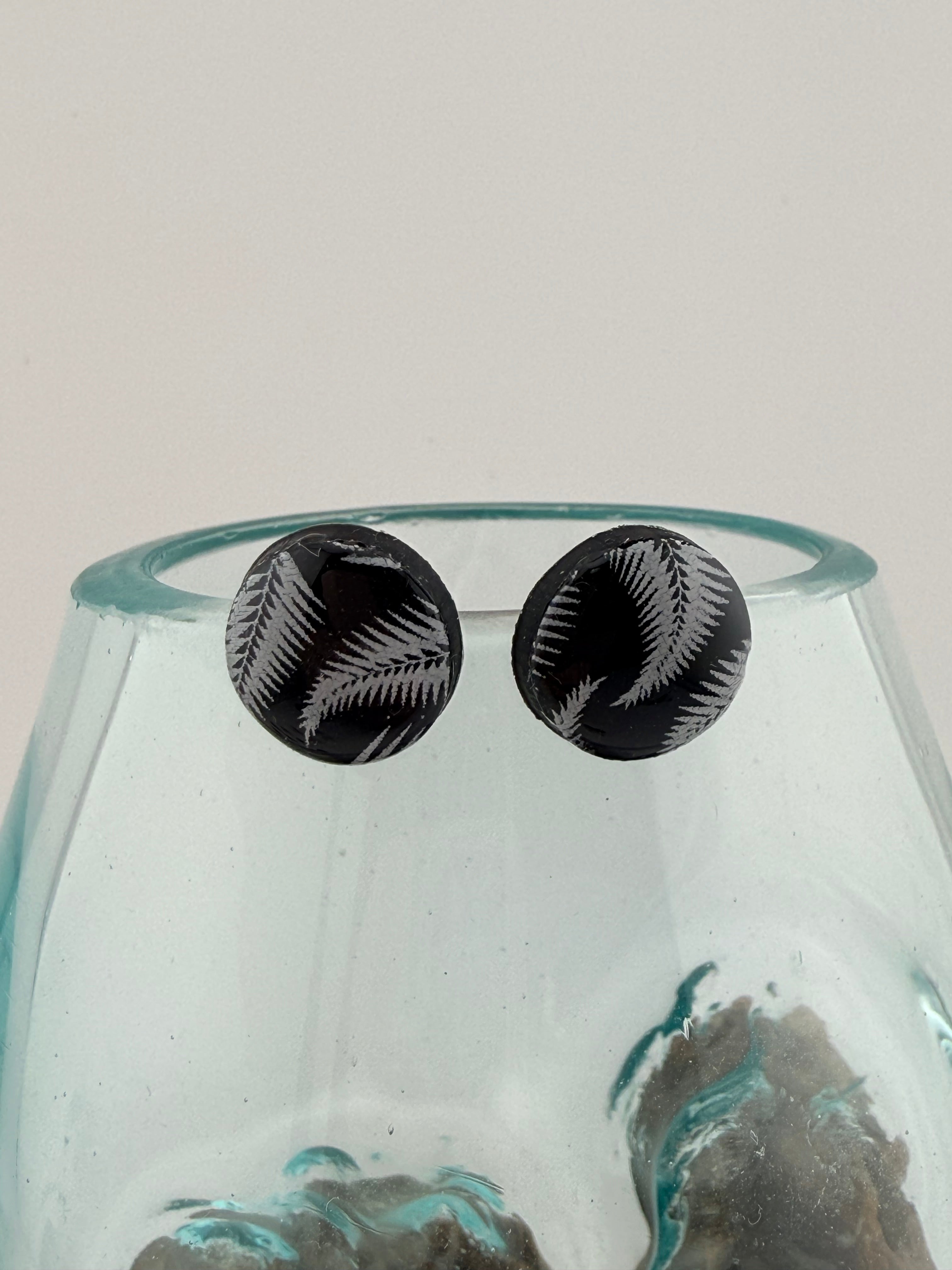New Zealand Silver Fern Polymer Clay Stud Earrings