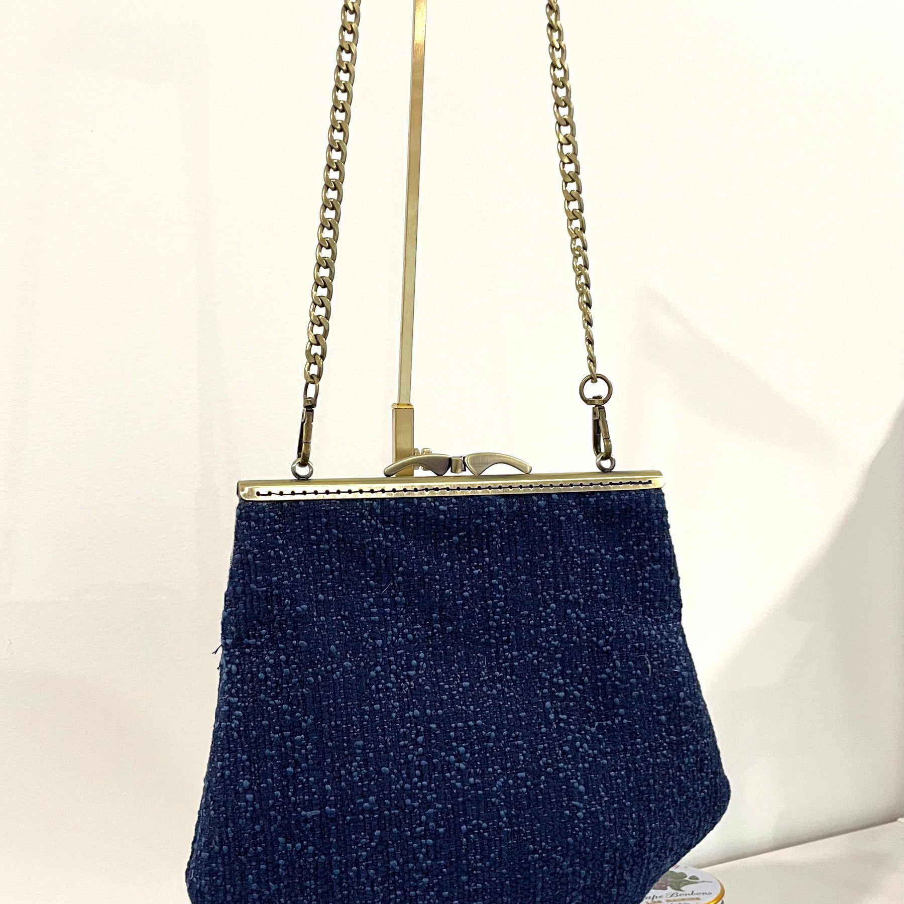 Handmade Art Deco Style Blue Tapestry Handbag
