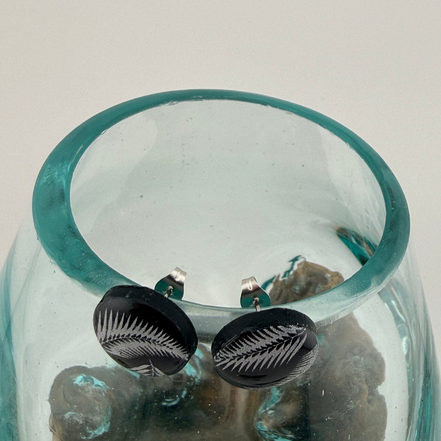 New Zealand Silver Fern Polymer Clay Stud Earrings