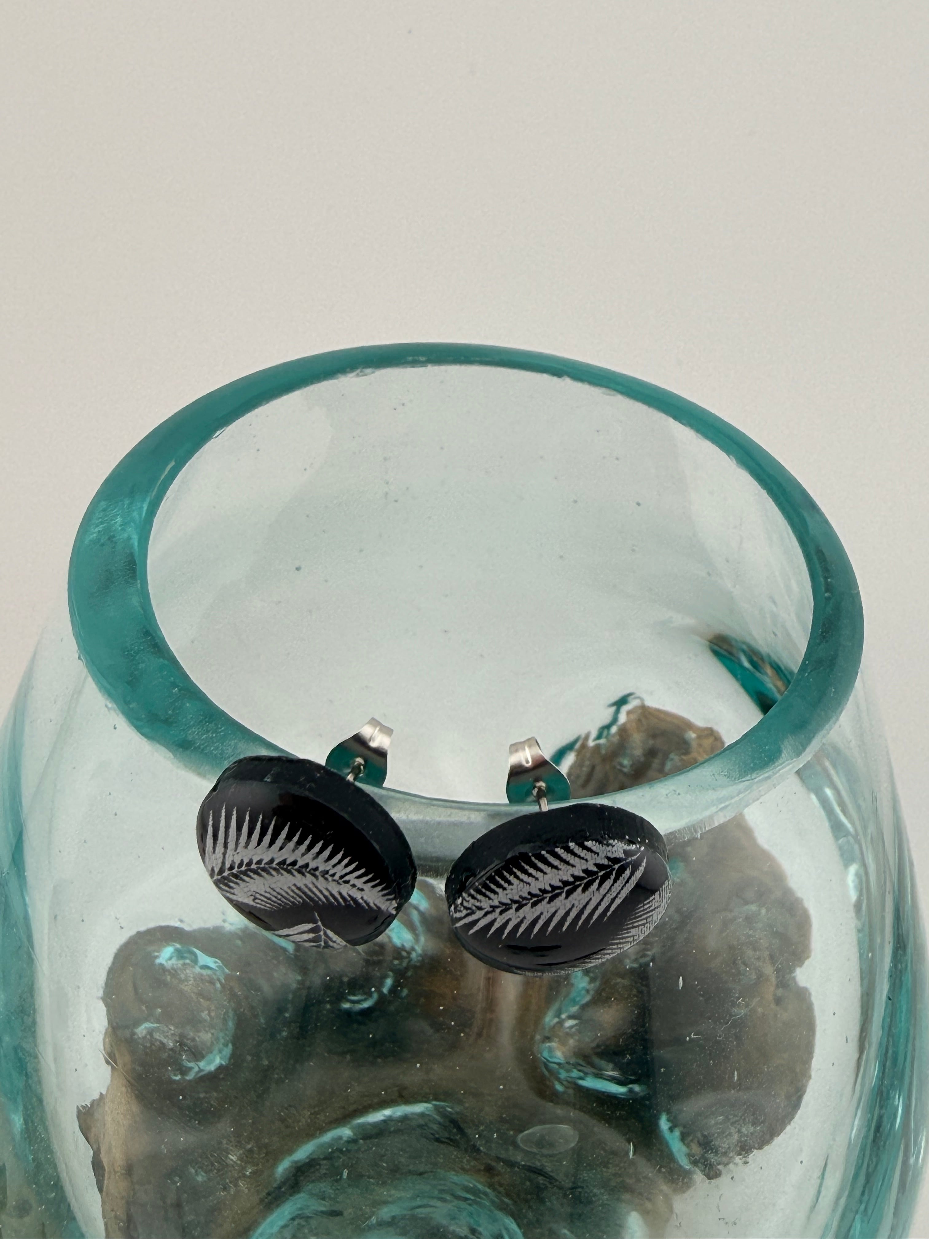 New Zealand Silver Fern Polymer Clay Stud Earrings