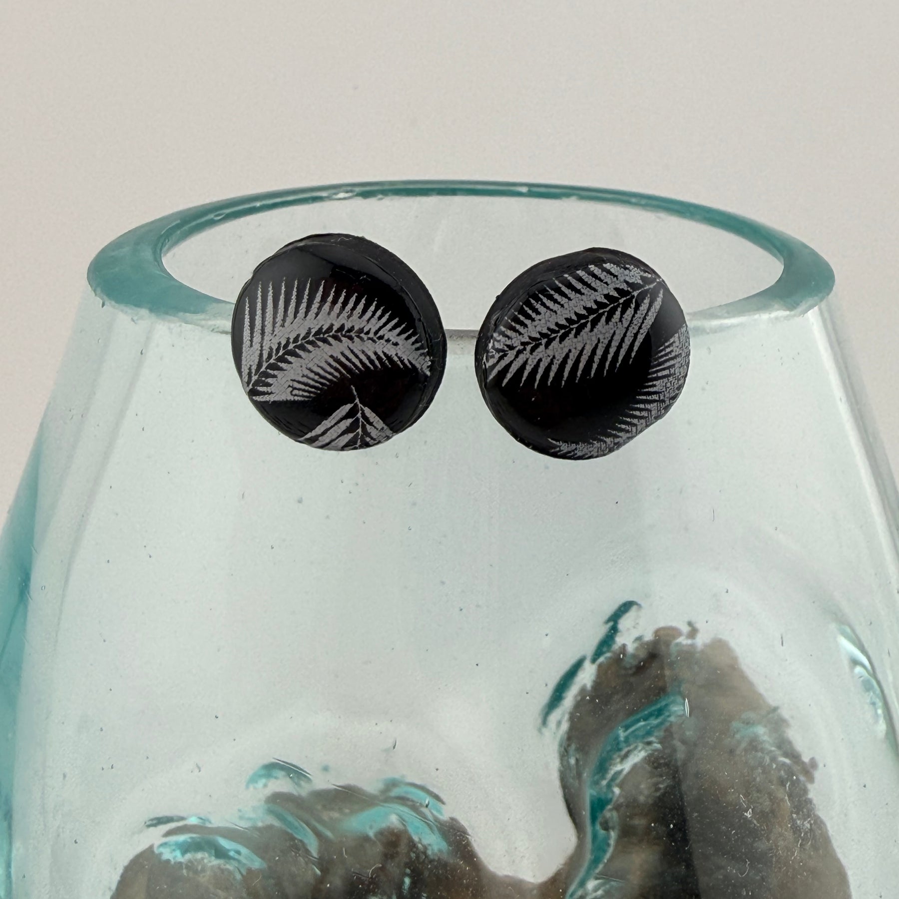 New Zealand Silver Fern Polymer Clay Stud Earrings