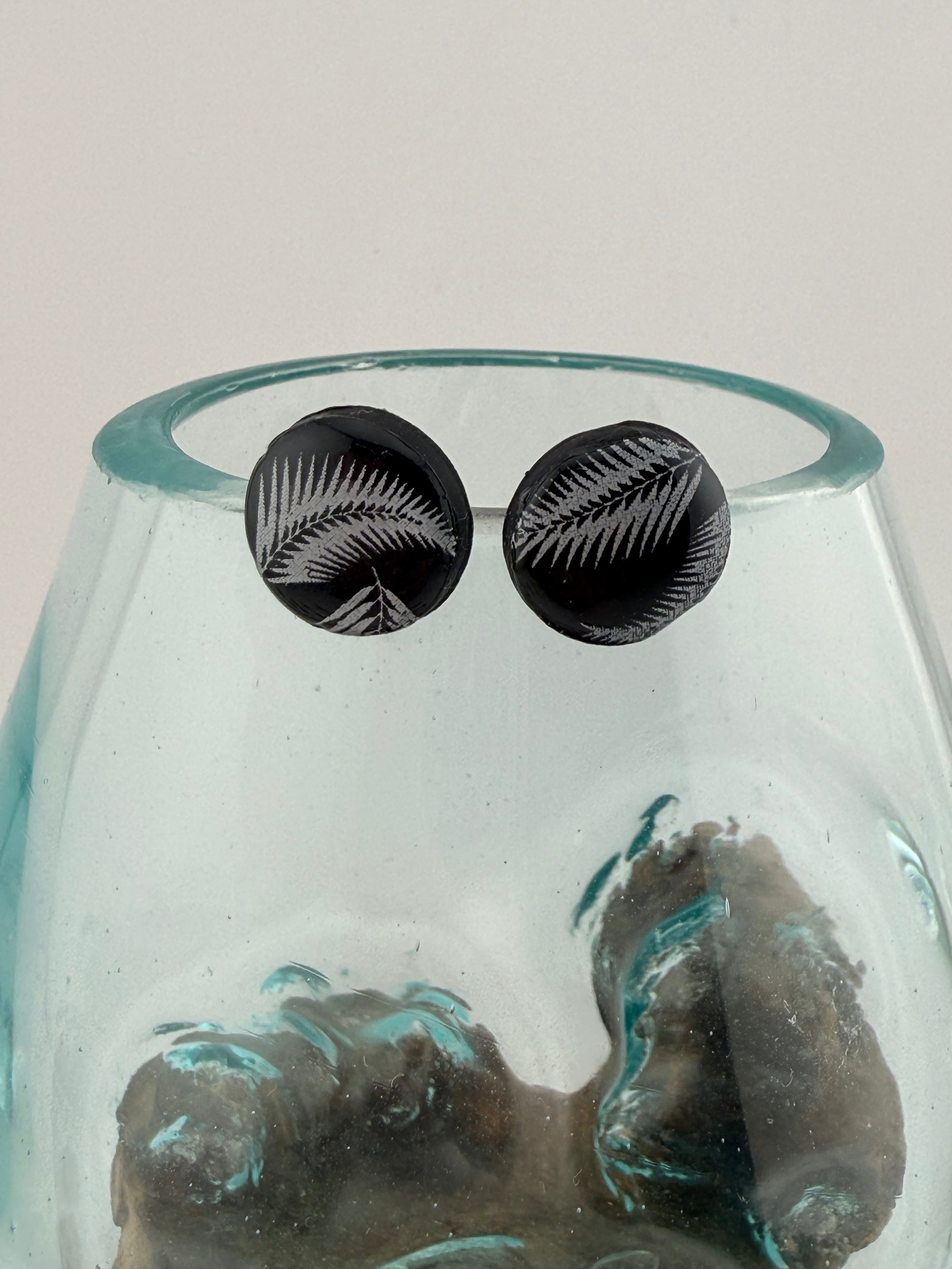 New Zealand Silver Fern Polymer Clay Stud Earrings