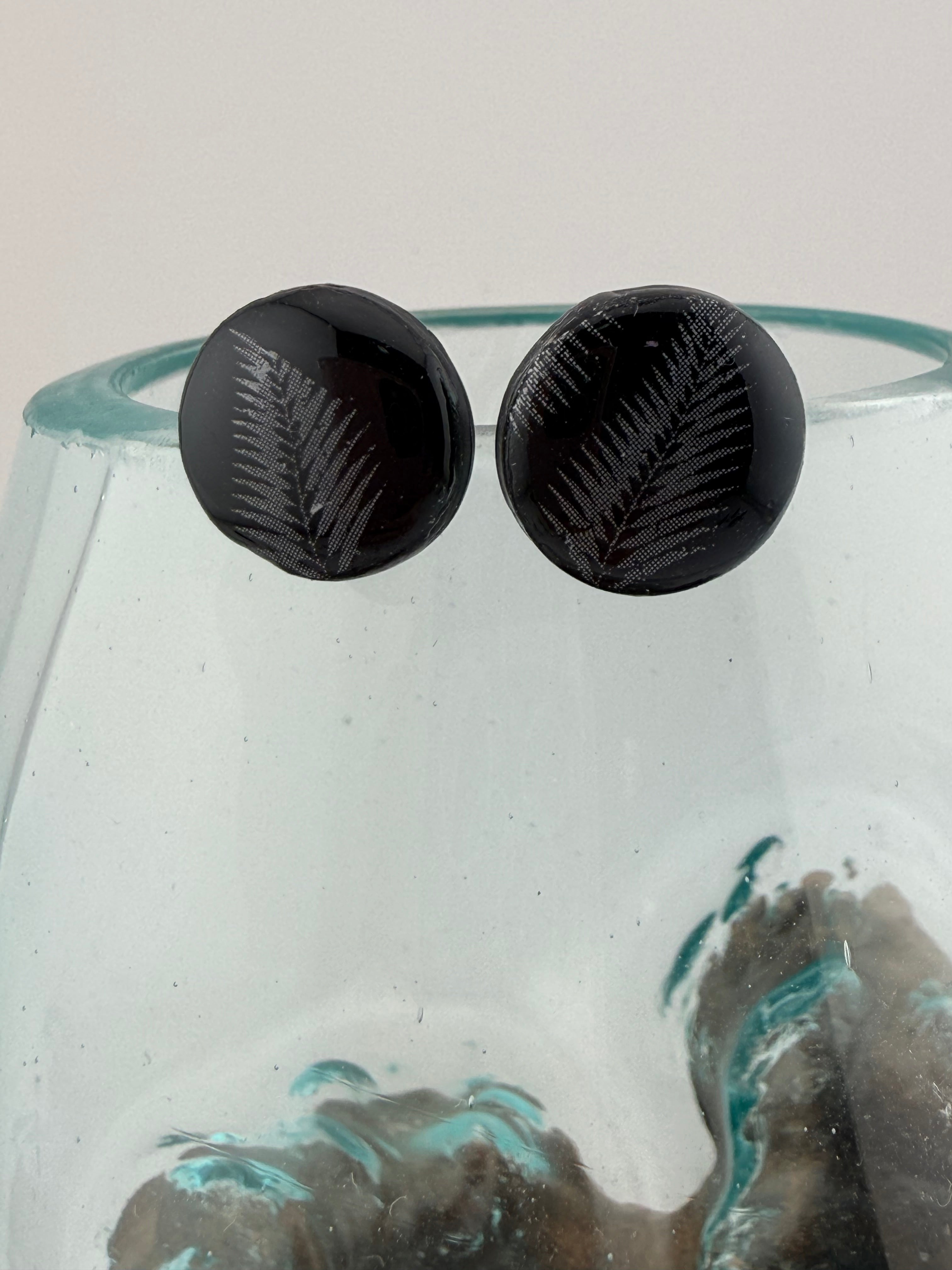 New Zealand Silver Fern Polymer Clay Stud Earrings