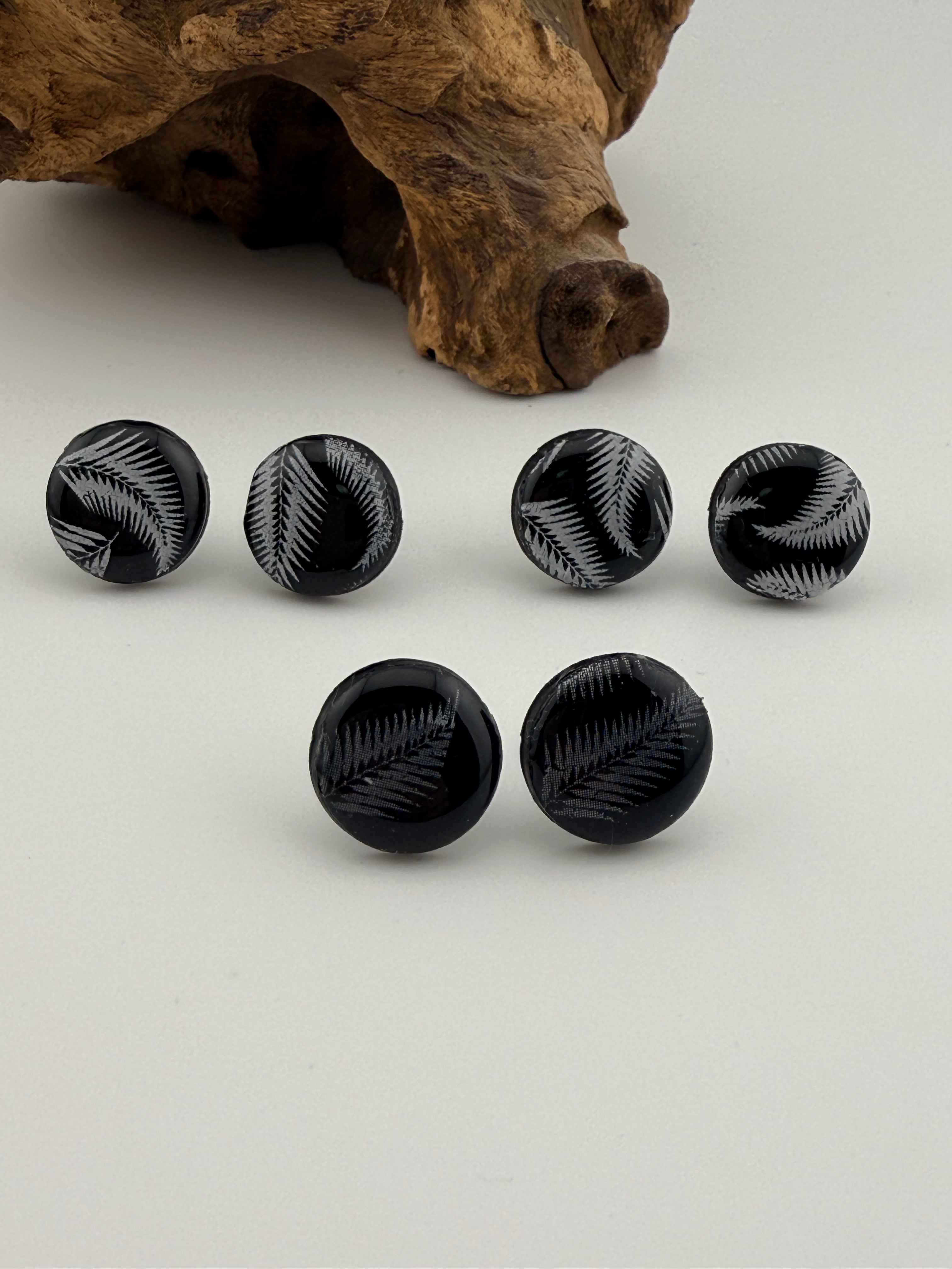 New Zealand Silver Fern Polymer Clay Stud Earrings