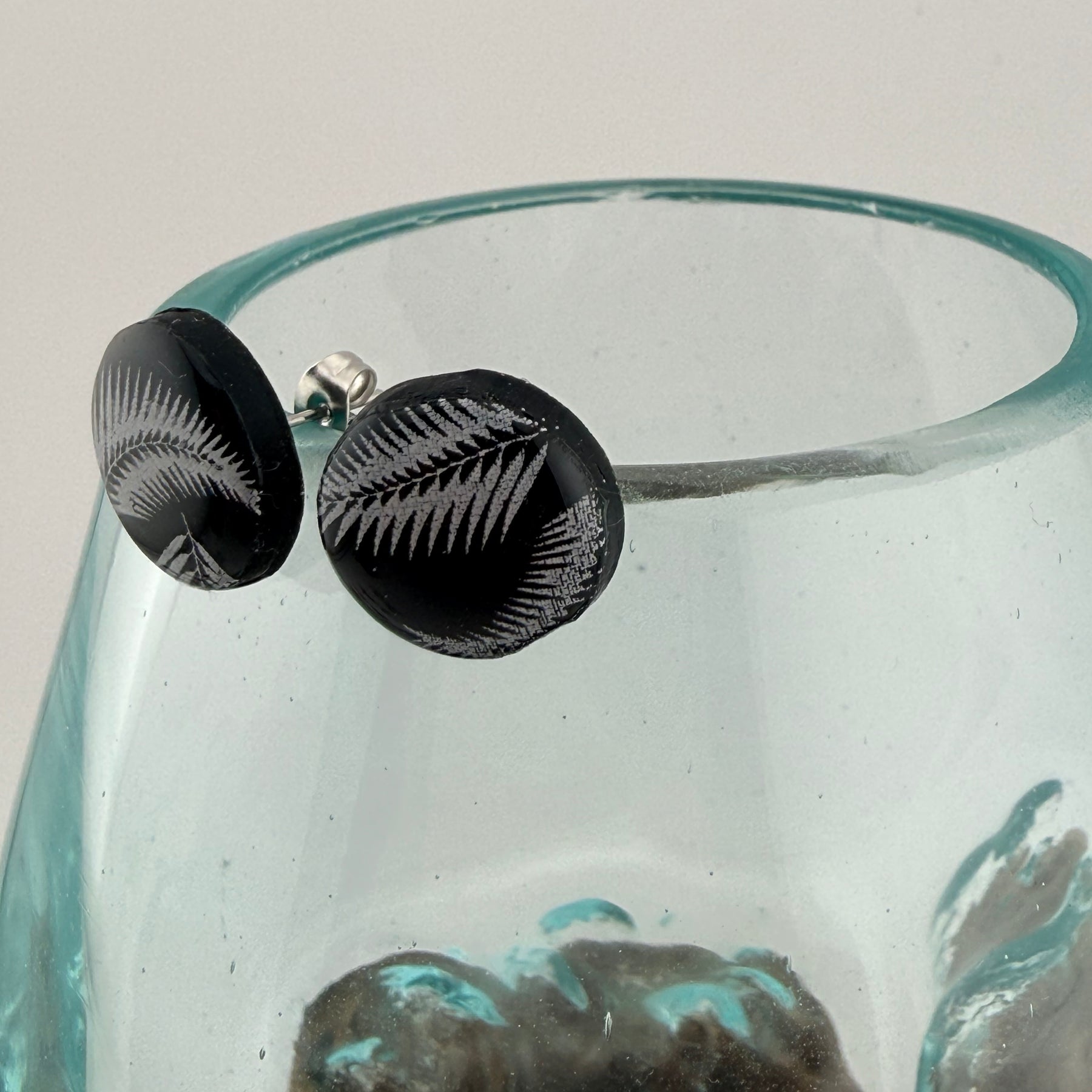 New Zealand Silver Fern Polymer Clay Stud Earrings