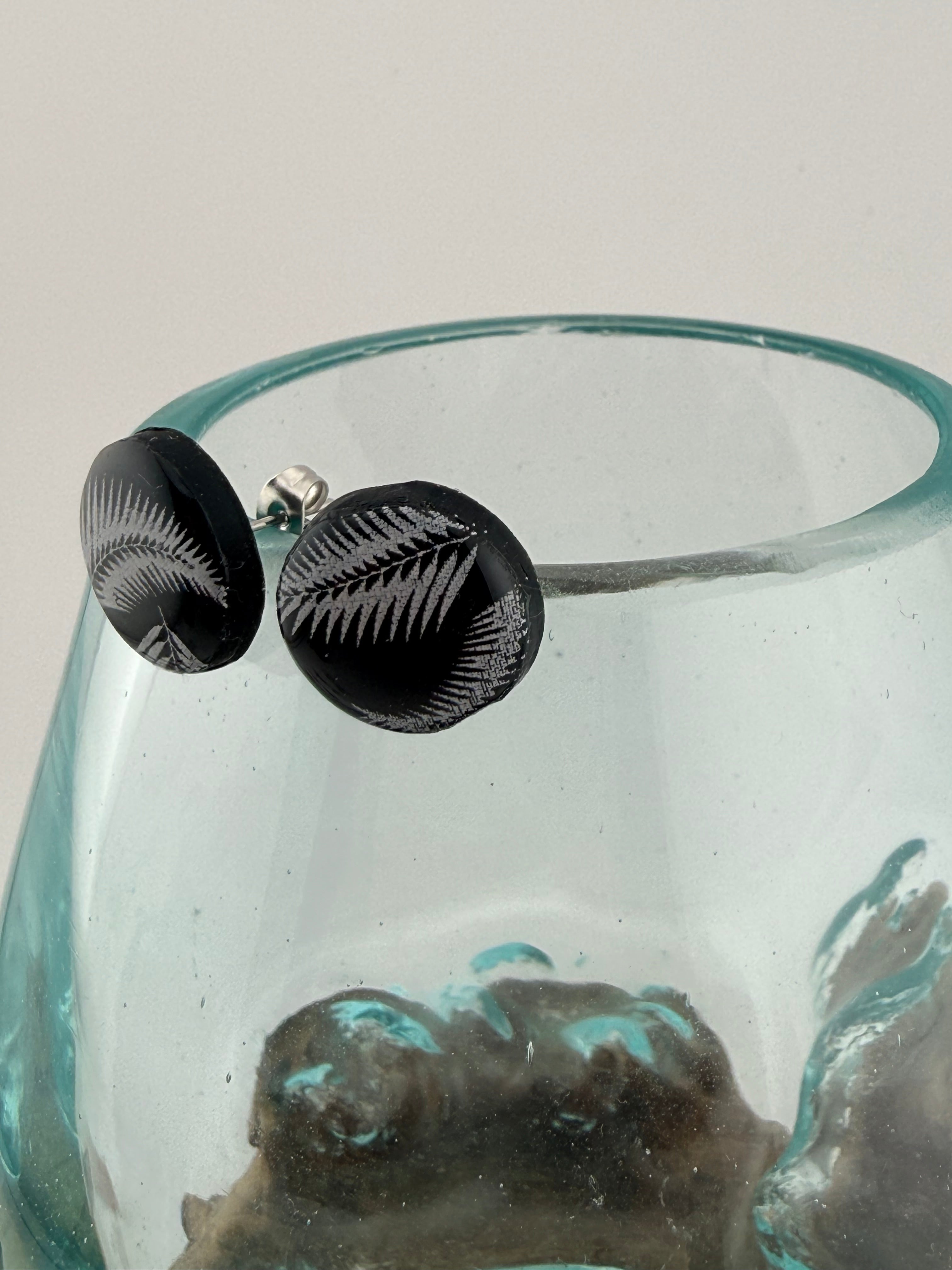 New Zealand Silver Fern Polymer Clay Stud Earrings