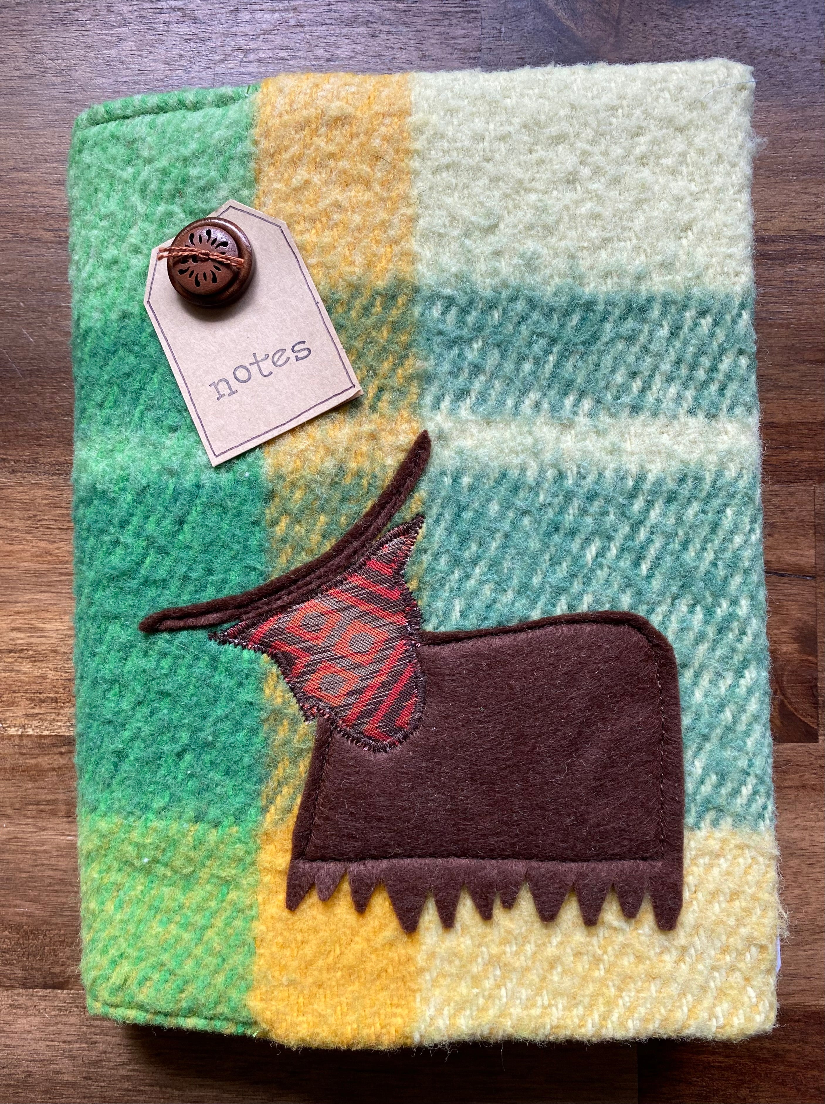 A5 Upcycled Notebook Highland Cow - Green